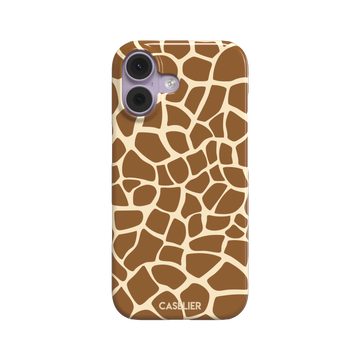 Giraffe print phone case in golden brown and cream mosaic pattern, phone case by Caselier — snap case, front view