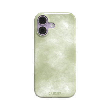 Moss soft sage green watercolor wash phone case, by Caselier — snap case, front view