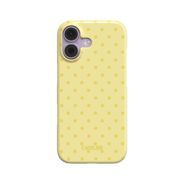 Polka Freckles, yellow polka dots on a soft buttery yellow background, snap case, front view, phone case by Caselier