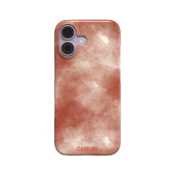 Red watercolor phone case with soft terracotta and cream cloud-like wash pattern, phone case by Caselier — snap case, front view