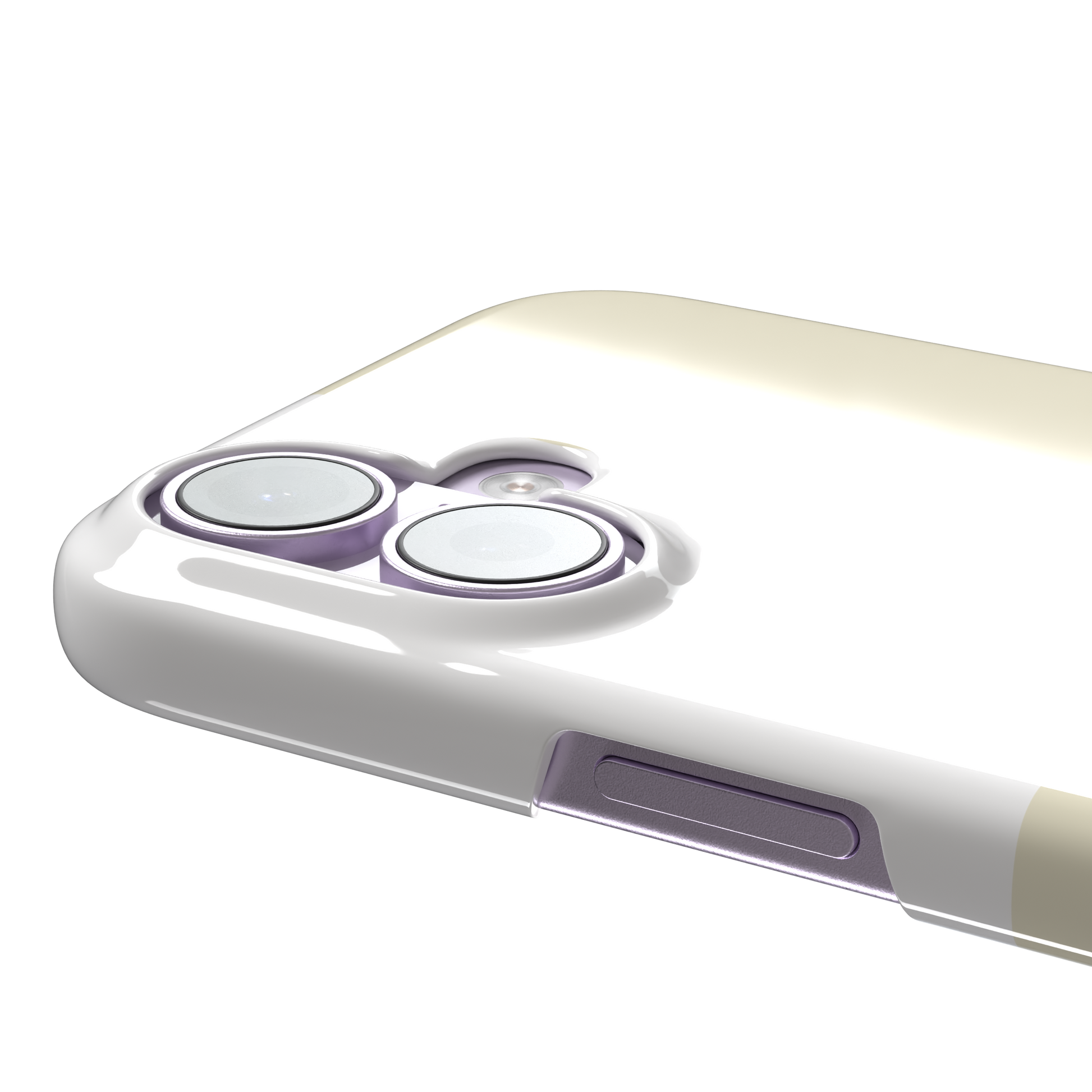 2x2 checkered phone case in soft cream and white with four large minimal squares, phone case by Caselier — snap case, volume buttons detail