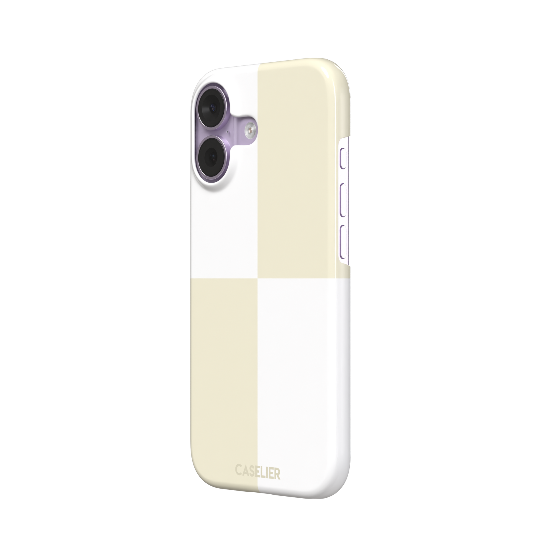 2x2 checkered phone case in soft cream and white with four large minimal squares, phone case by Caselier — snap case, right view