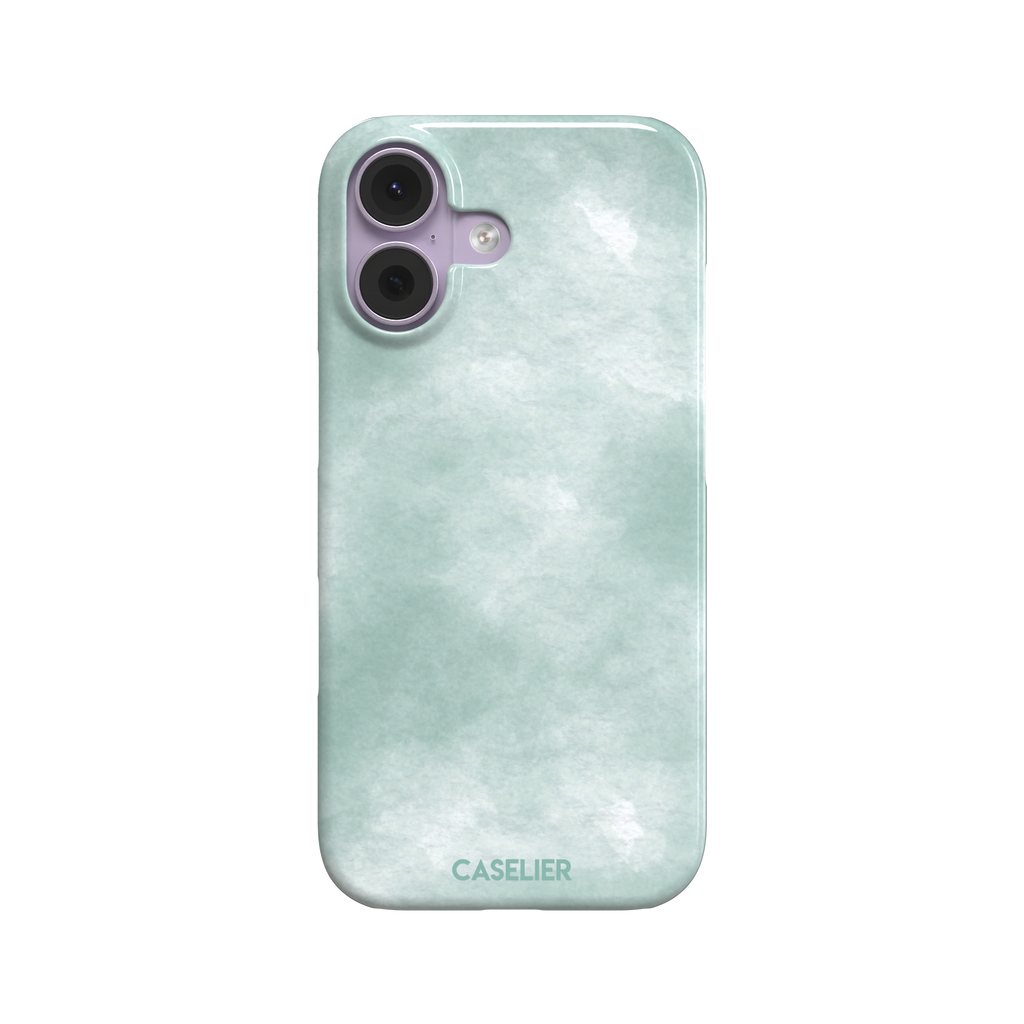 Aqua Green soft mint and teal watercolor phone case, by Caselier — snap case, front view