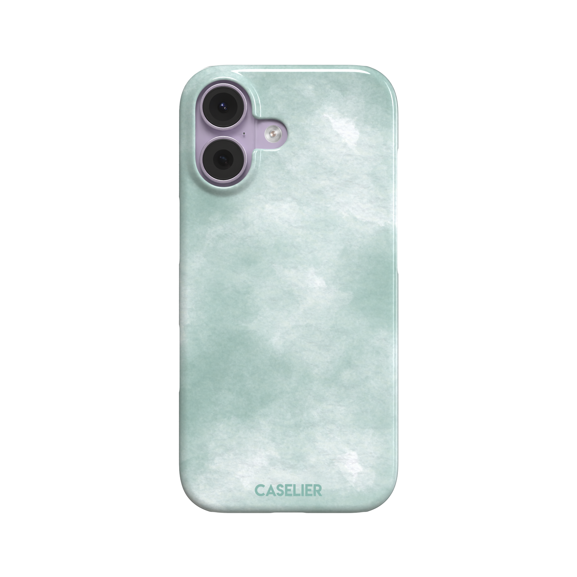 Aqua Green soft mint and teal watercolor phone case, by Caselier — snap case, front view
