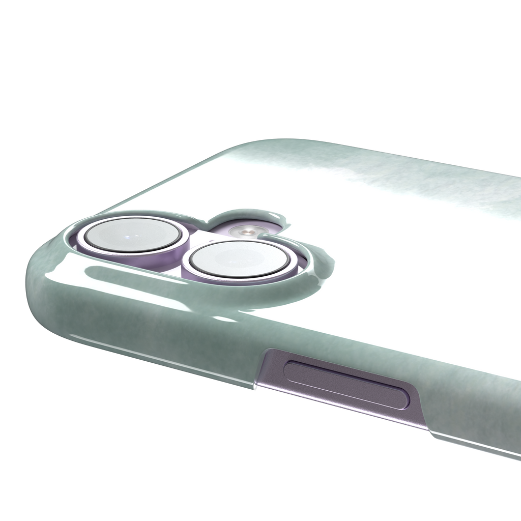 Aqua Green soft mint and teal watercolor phone case, by Caselier — snap case, volume buttons detail
