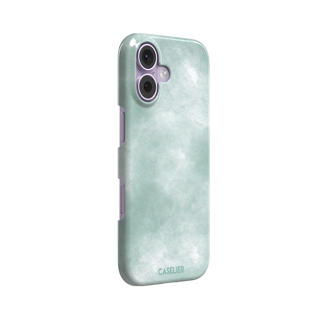 Aqua Green soft mint and teal watercolor phone case, by Caselier — snap case, left view