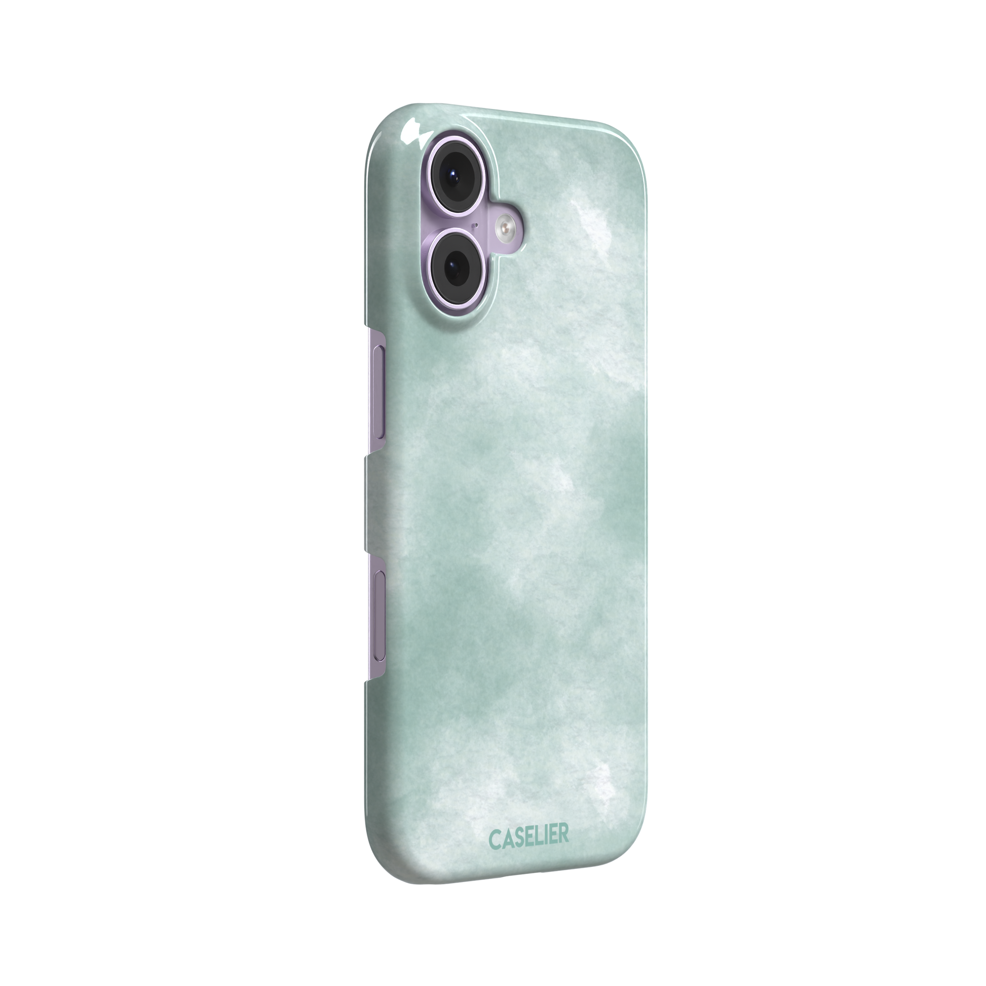 Aqua Green soft mint and teal watercolor phone case, by Caselier — snap case, left view