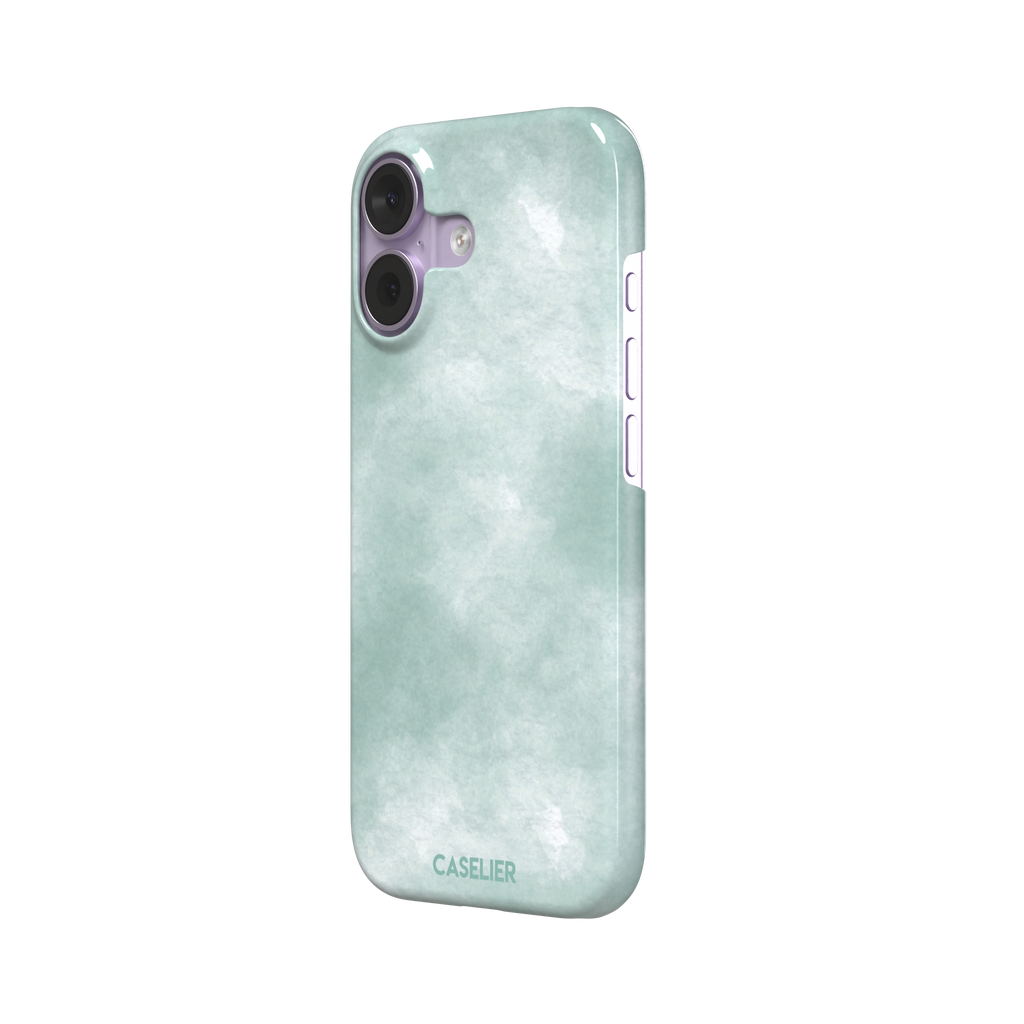 Aqua Green soft mint and teal watercolor phone case, by Caselier — snap case, right view