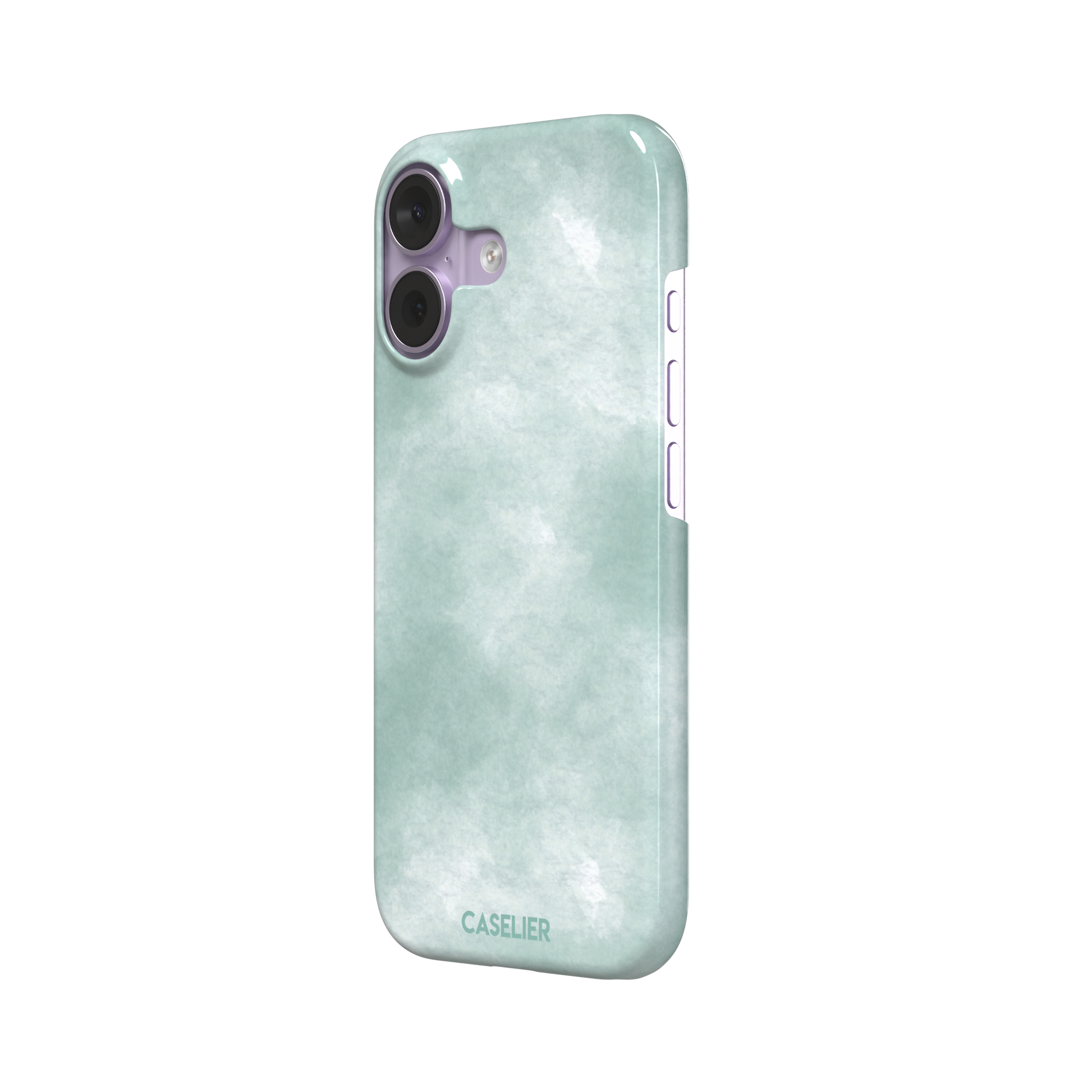 Aqua Green soft mint and teal watercolor phone case, by Caselier — snap case, right view
