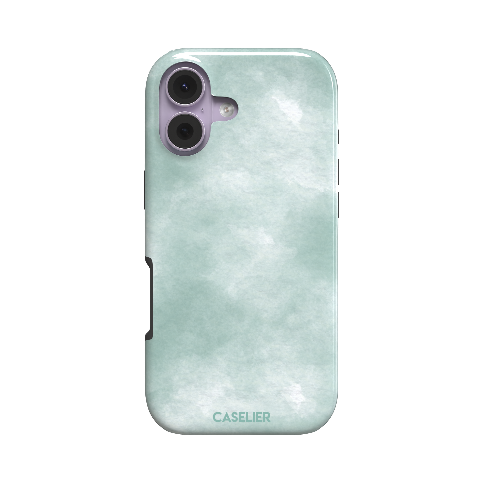 Aqua Green soft mint and teal watercolor phone case, by Caselier — tough case, front view