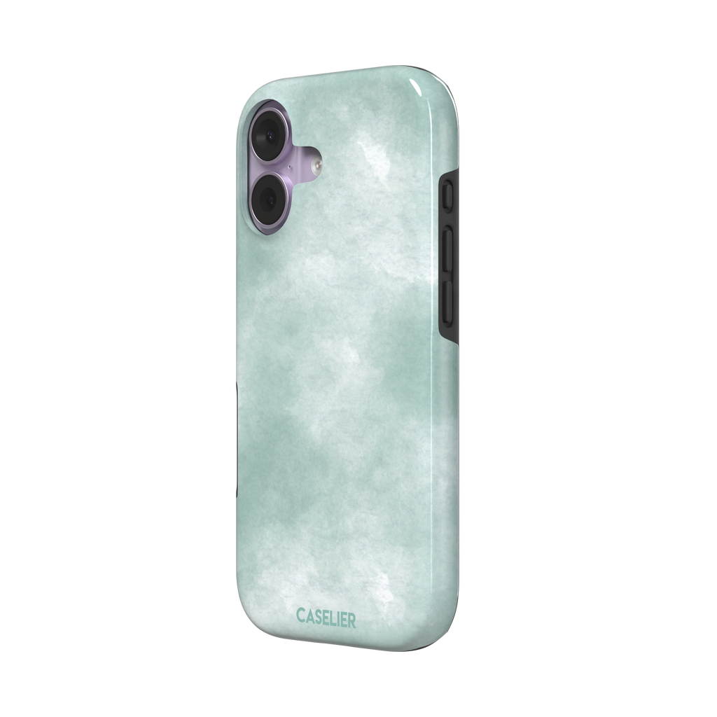 Aqua Green soft mint and teal watercolor phone case, by Caselier — tough case, right view