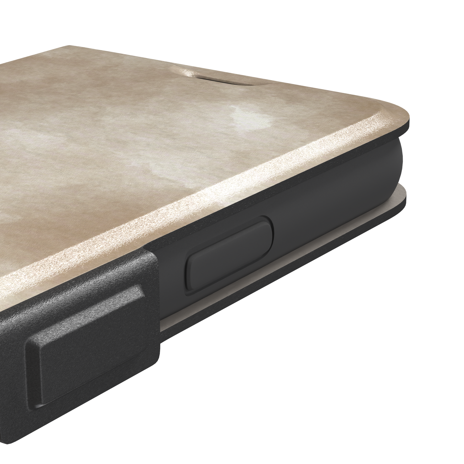 Beige watercolor wash phone case with soft ivory and warm tan cloud-like tones, phone case by Caselier — wallet case, volume buttons detail