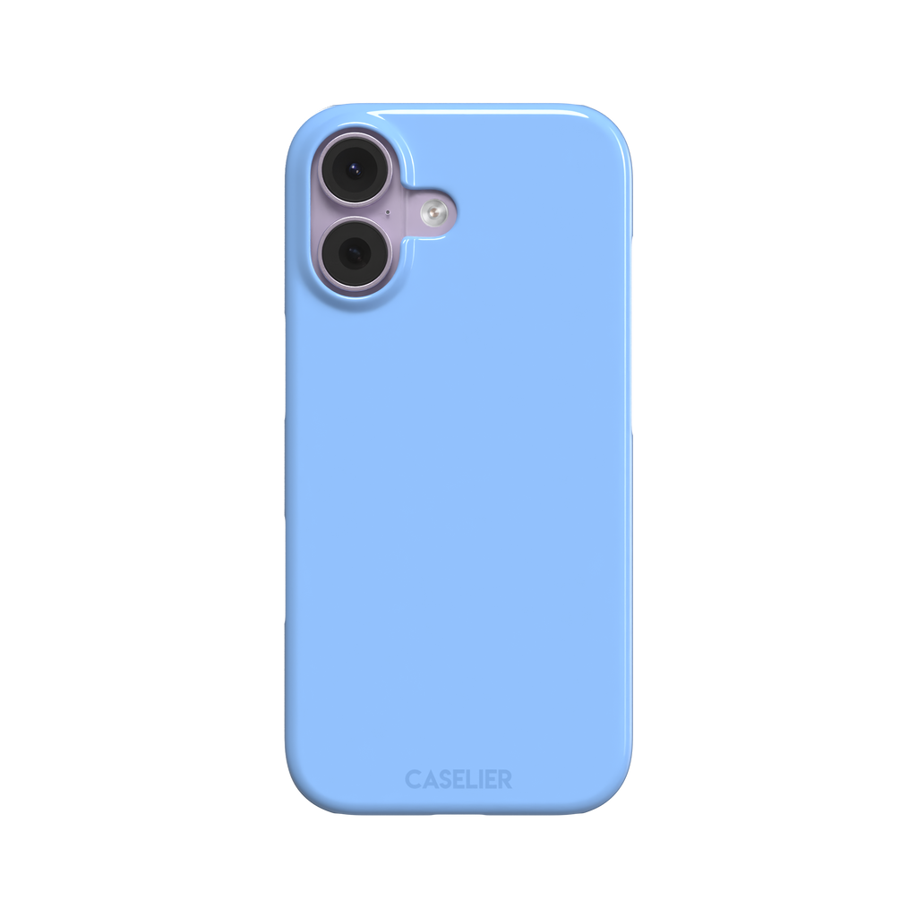 Cornflower blue solid-color phone case with smooth matte finish, phone case by Caselier — snap case, front view
