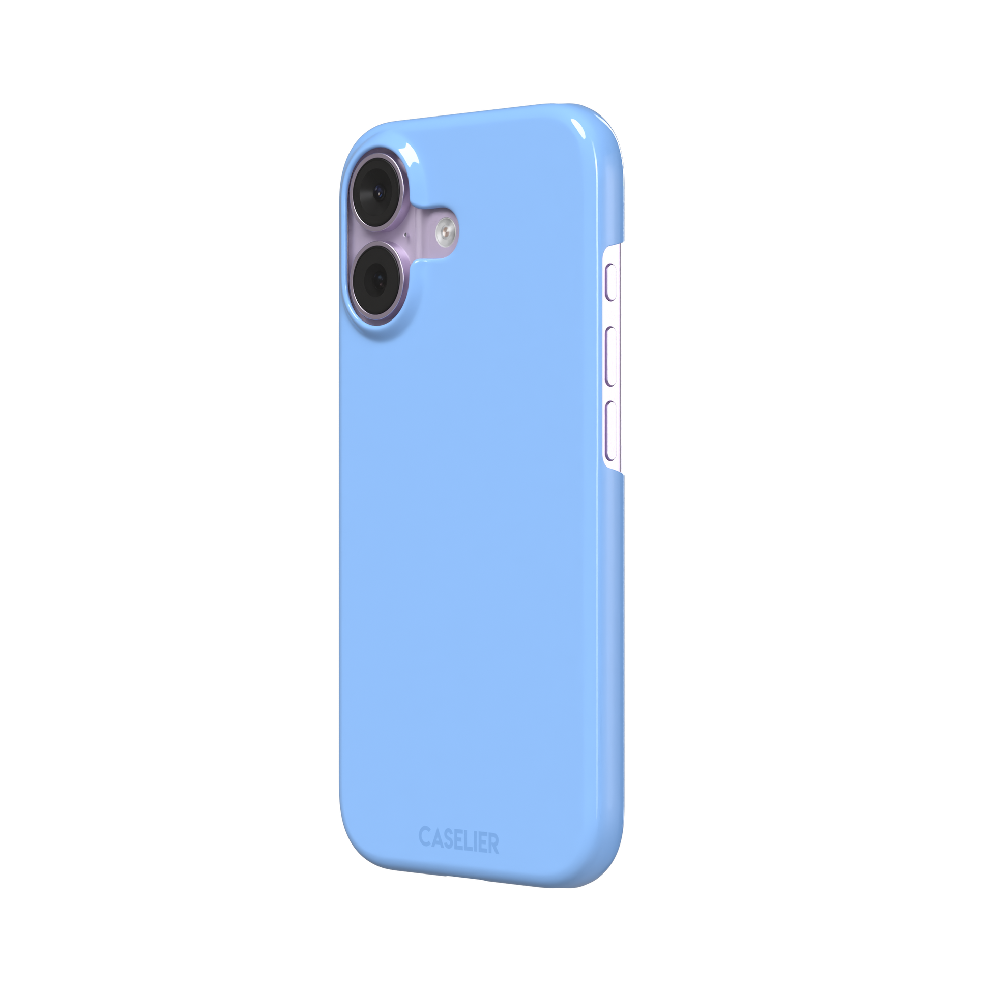 Cornflower blue solid-color phone case with smooth matte finish, phone case by Caselier — snap case, right view
