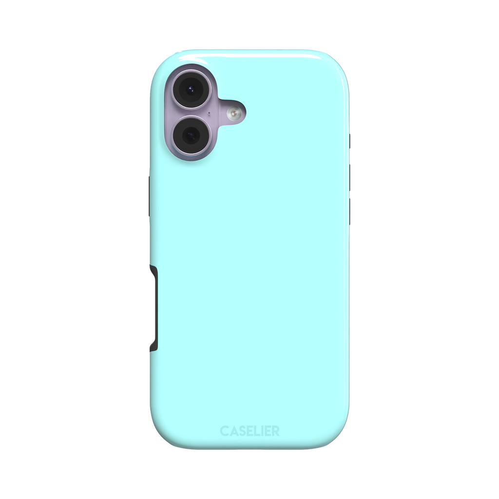 Soft mint turquoise solid-color phone case with smooth matte finish, phone case by Caselier — tough case, front view