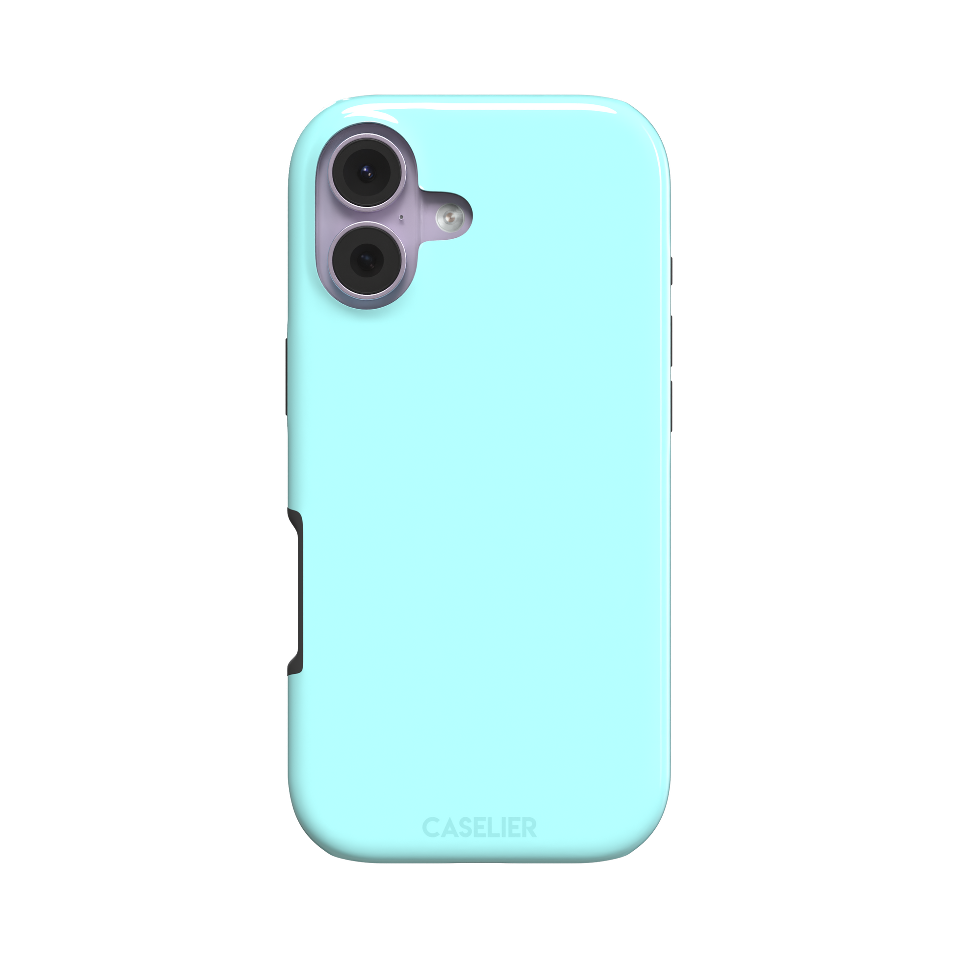 Soft mint turquoise solid-color phone case with smooth matte finish, phone case by Caselier — tough case, front view