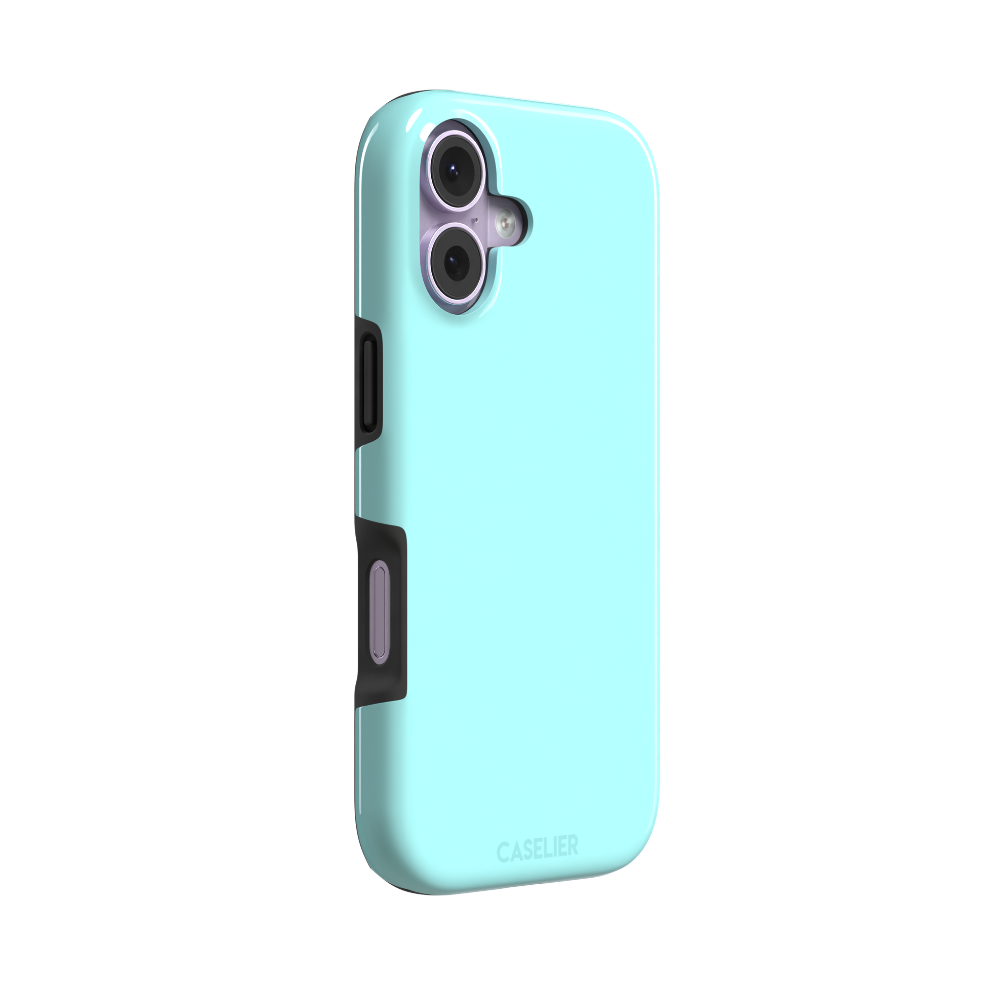 Soft mint turquoise solid-color phone case with smooth matte finish, phone case by Caselier — tough case, left view