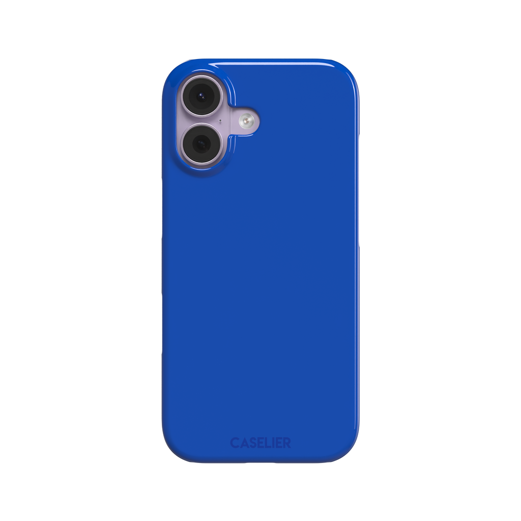 Deep royal blue solid-color phone case with smooth matte finish, phone case by Caselier — snap case, front view