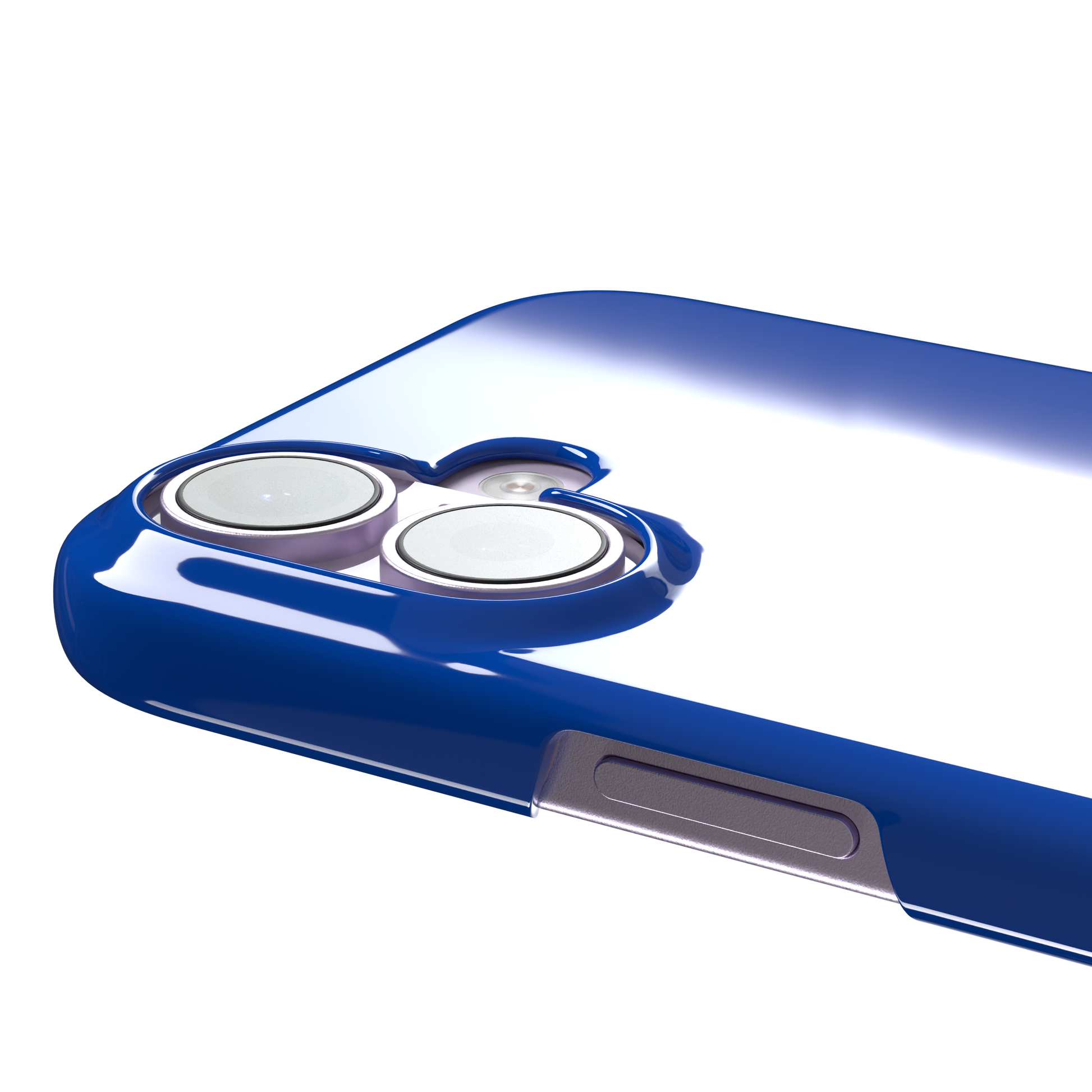 Deep royal blue solid-color phone case with smooth matte finish, phone case by Caselier — snap case, volume buttons detail
