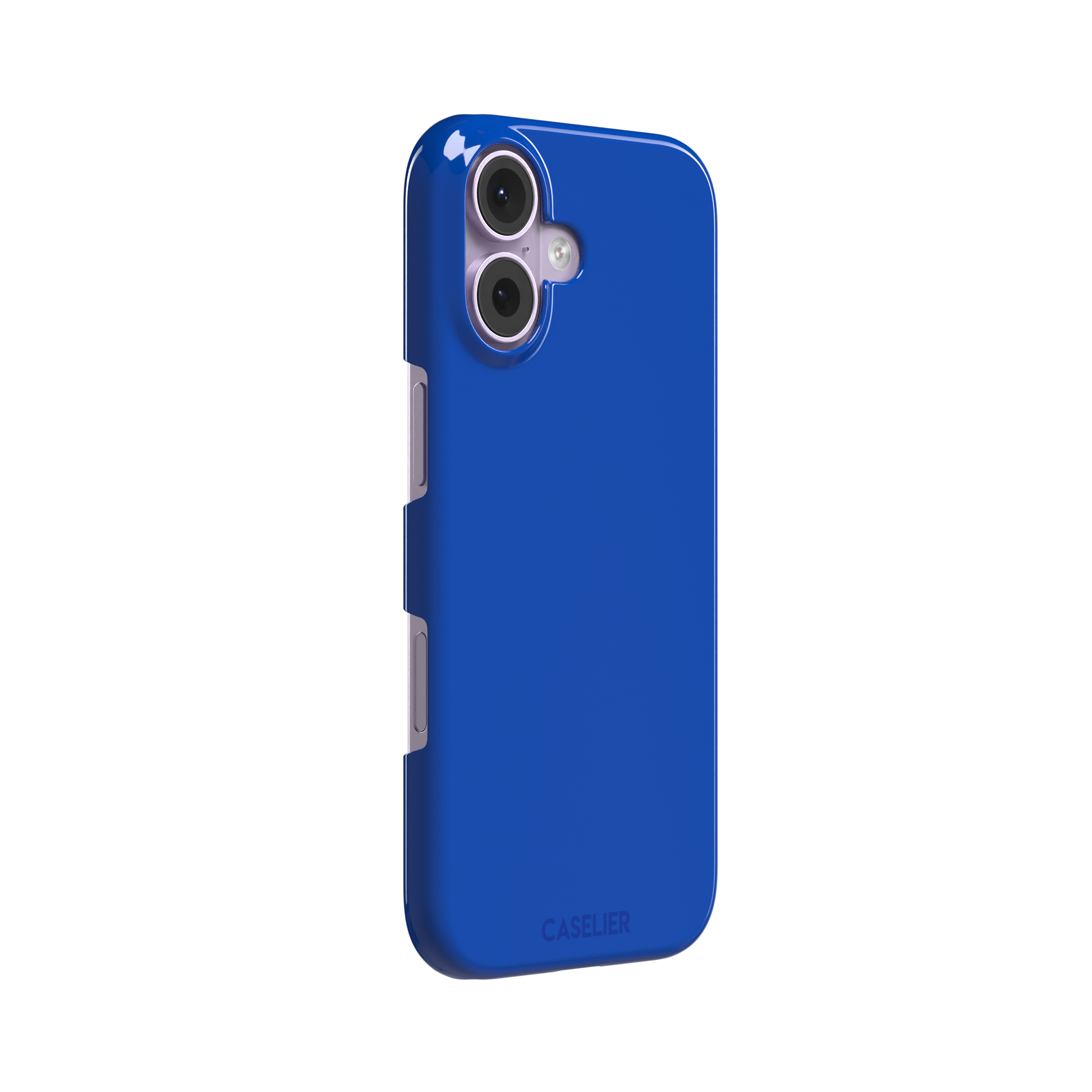 Deep royal blue solid-color phone case with smooth matte finish, phone case by Caselier — snap case, left view
