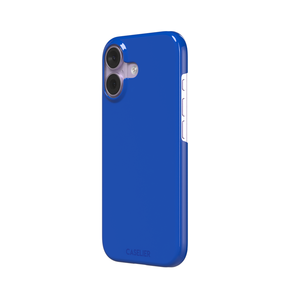 Deep royal blue solid-color phone case with smooth matte finish, phone case by Caselier — snap case, right view