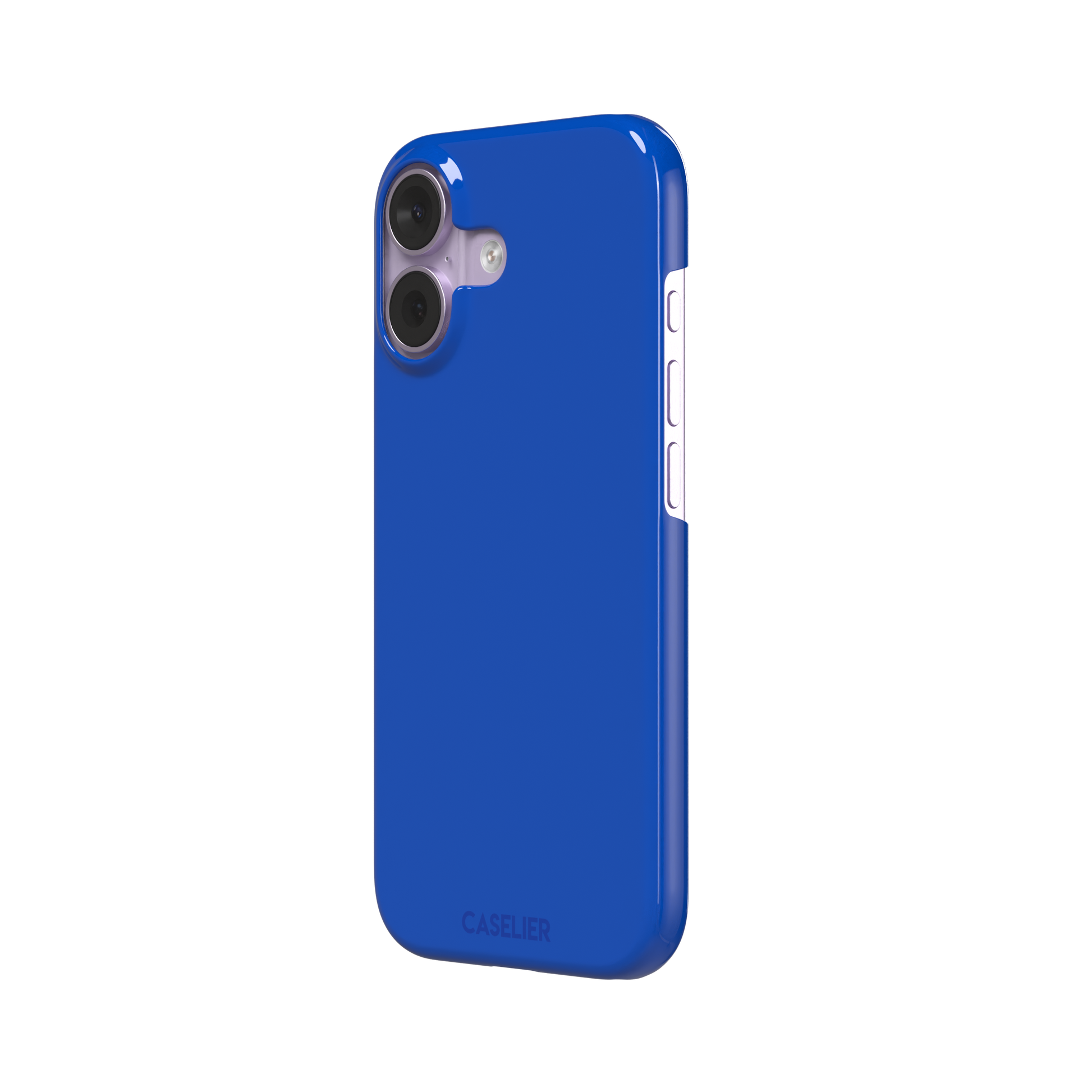 Deep royal blue solid-color phone case with smooth matte finish, phone case by Caselier — snap case, right view