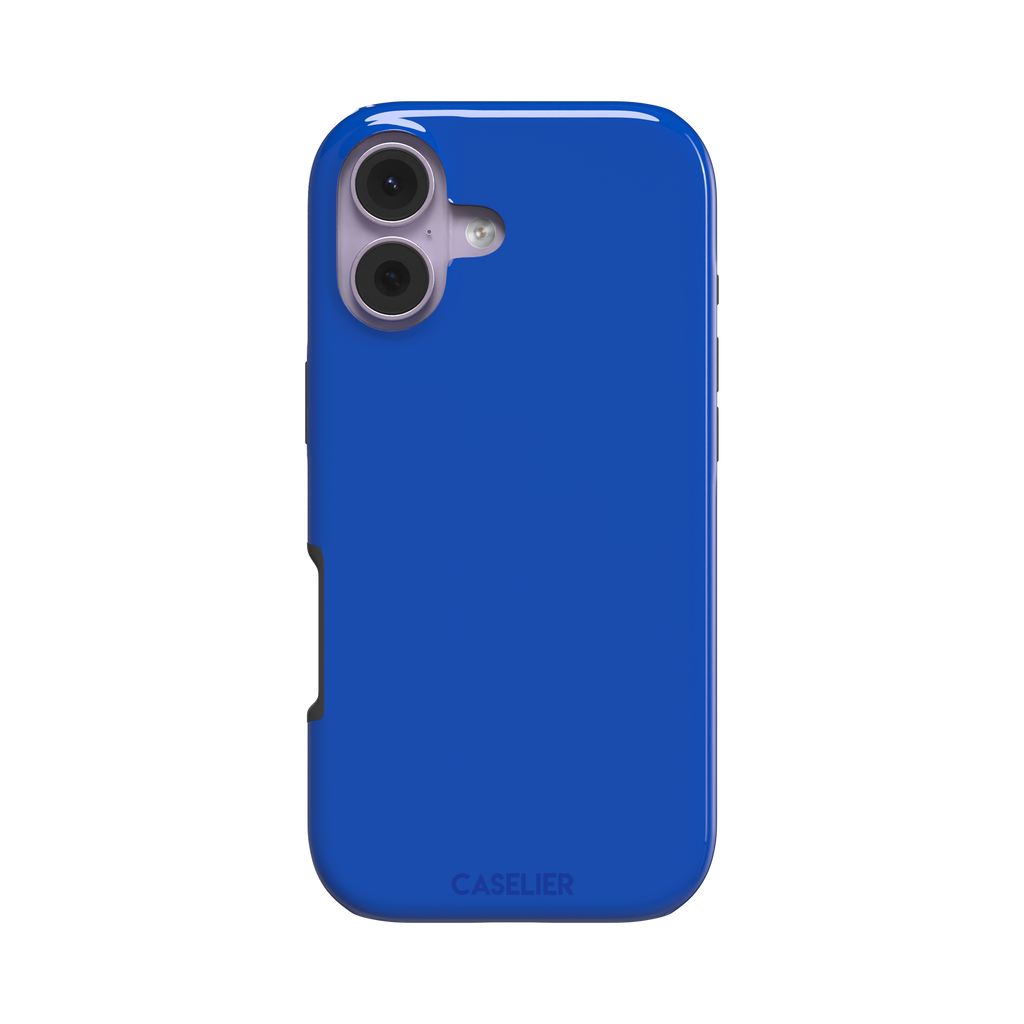 Deep royal blue solid-color phone case with smooth matte finish, phone case by Caselier — tough case, front view