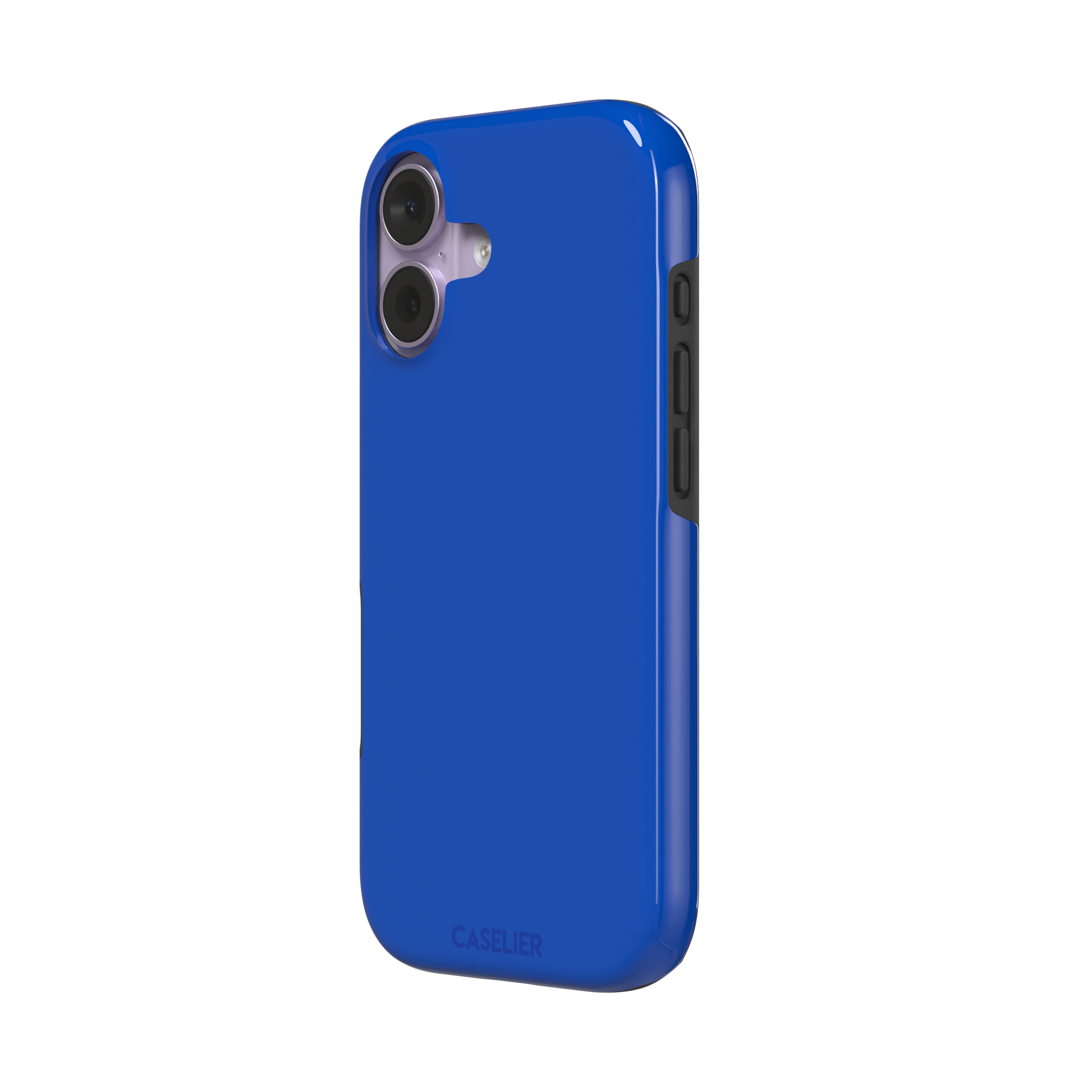 Deep royal blue solid-color phone case with smooth matte finish, phone case by Caselier — tough case, right view