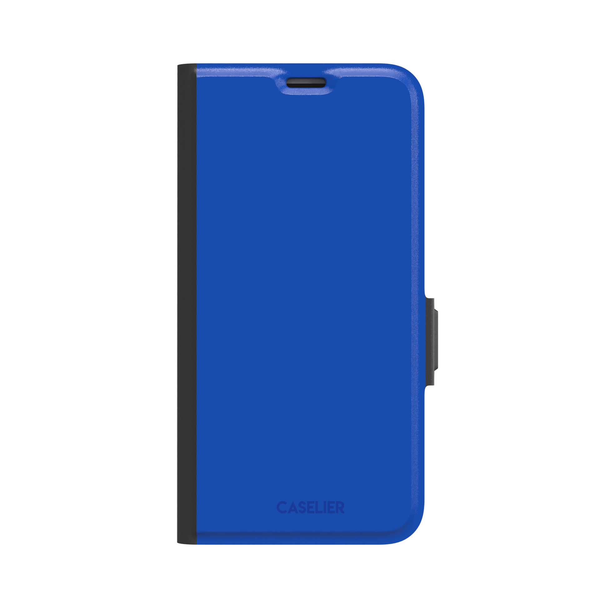 Deep royal blue solid-color phone case with smooth matte finish, phone case by Caselier — wallet case, front view
