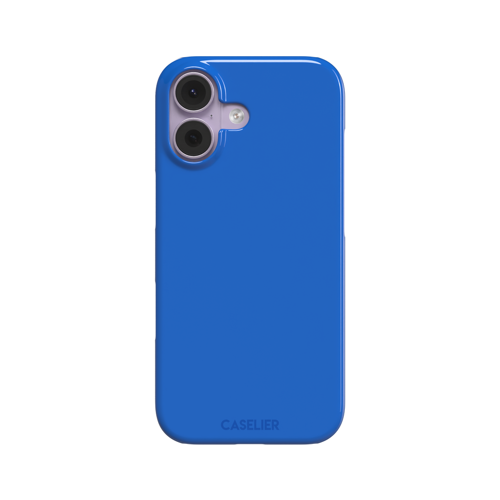 Vivid cobalt blue solid-color phone case with smooth matte finish, front view, phone case by Caselier — snap case, front view