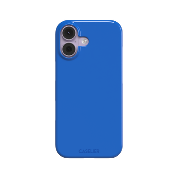 Vivid cobalt blue solid-color phone case with smooth matte finish, front view, phone case by Caselier — snap case, front view