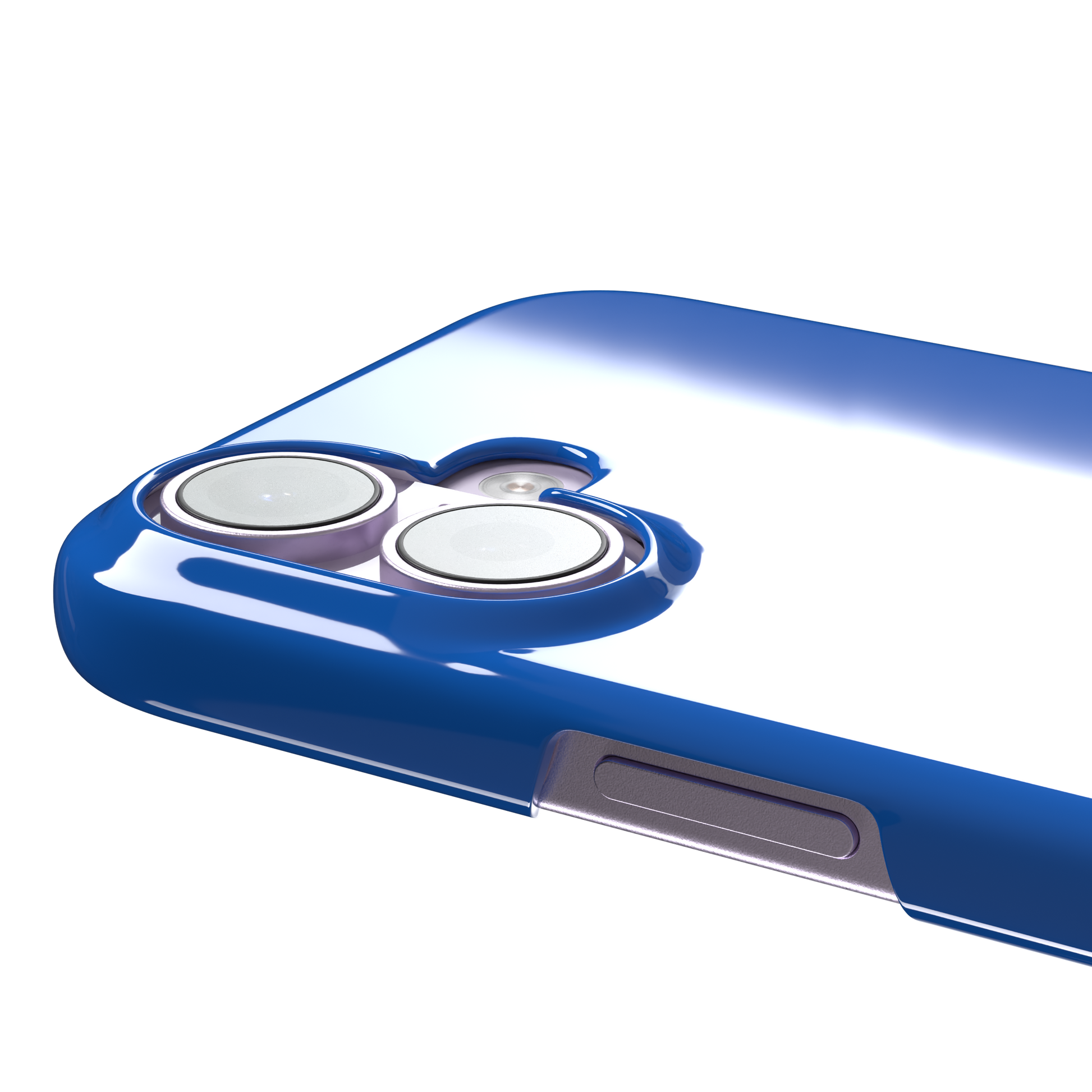 Vivid cobalt blue solid-color phone case with smooth matte finish, front view, phone case by Caselier — snap case, volume buttons detail