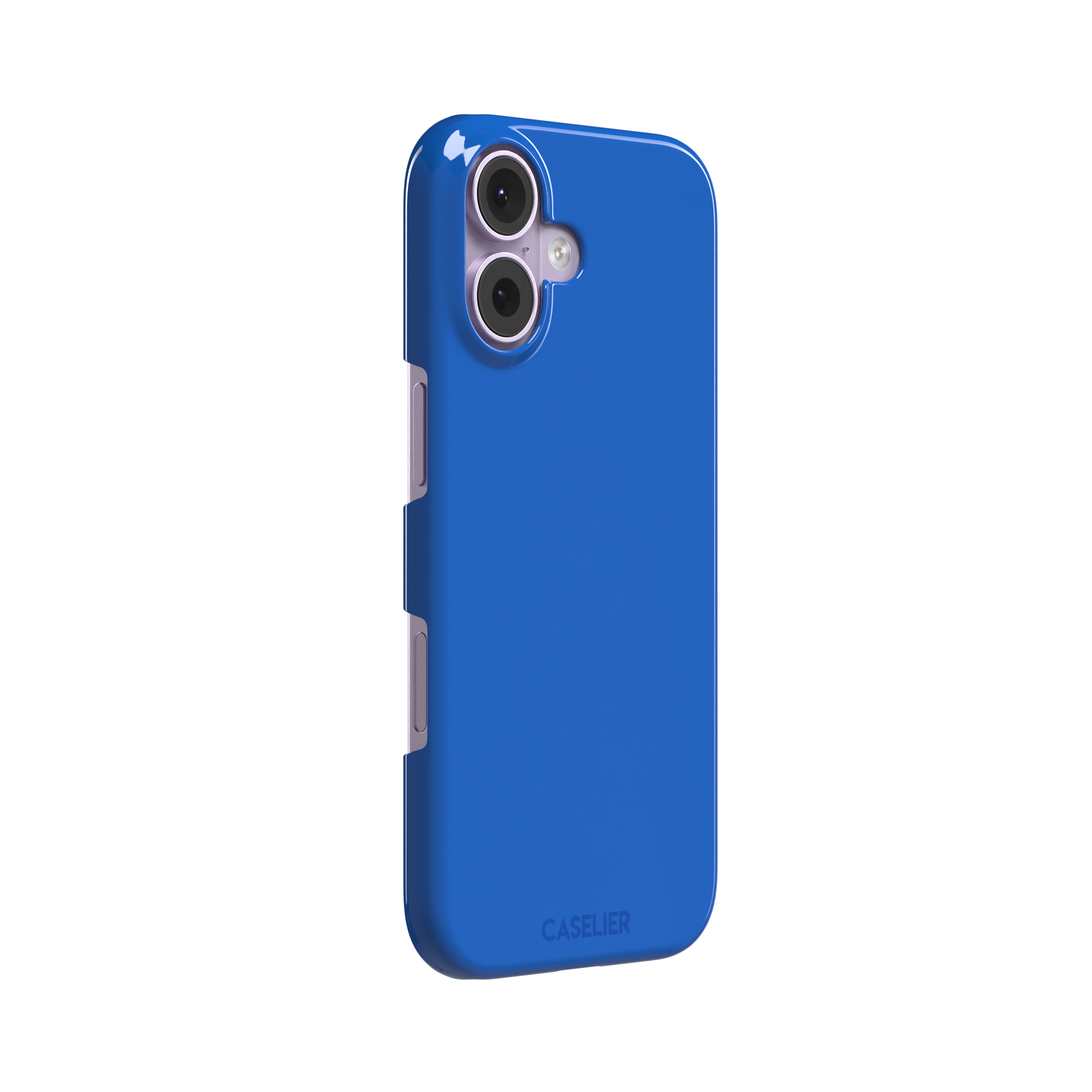 Vivid cobalt blue solid-color phone case with smooth matte finish, front view, phone case by Caselier — snap case, left view