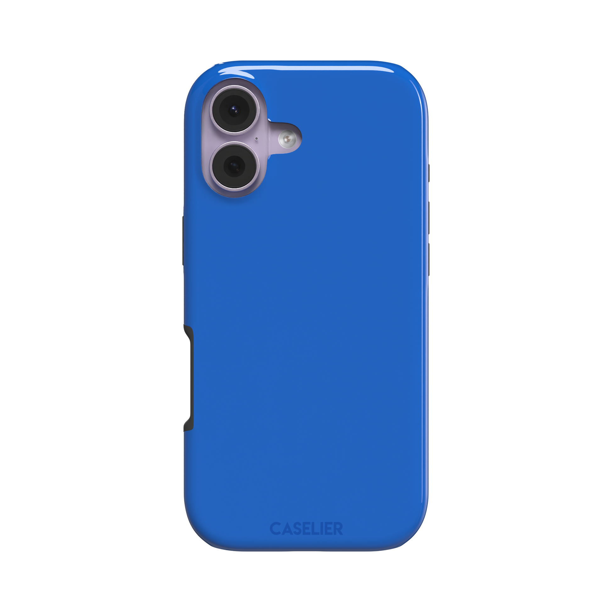 Vivid cobalt blue solid-color phone case with smooth matte finish, front view, phone case by Caselier — tough case, front view