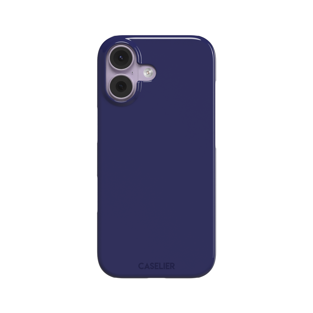 Dark navy solid-color phone case with smooth matte finish, phone case by Caselier — snap case, front view