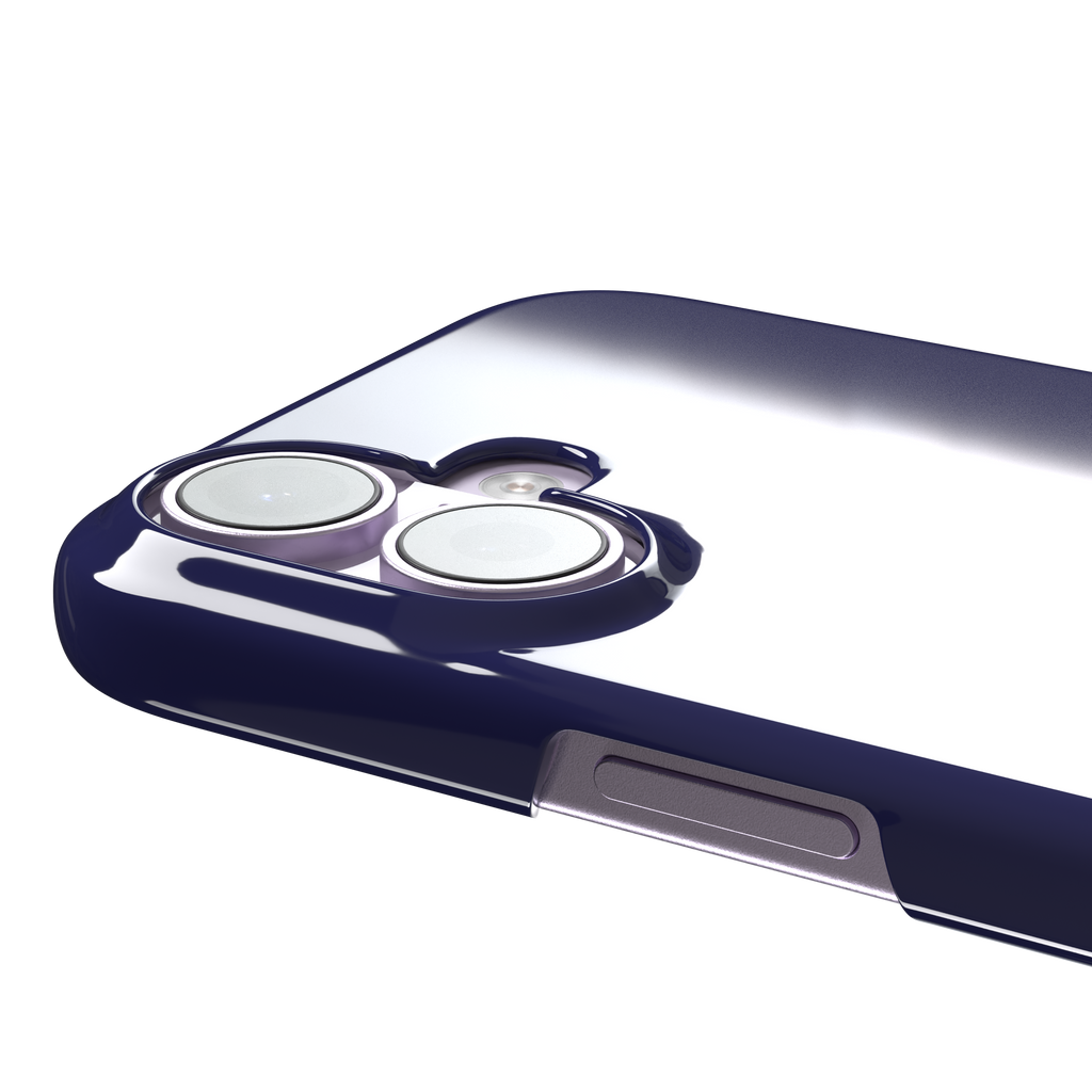 Dark navy solid-color phone case with smooth matte finish, phone case by Caselier — snap case, volume buttons detail