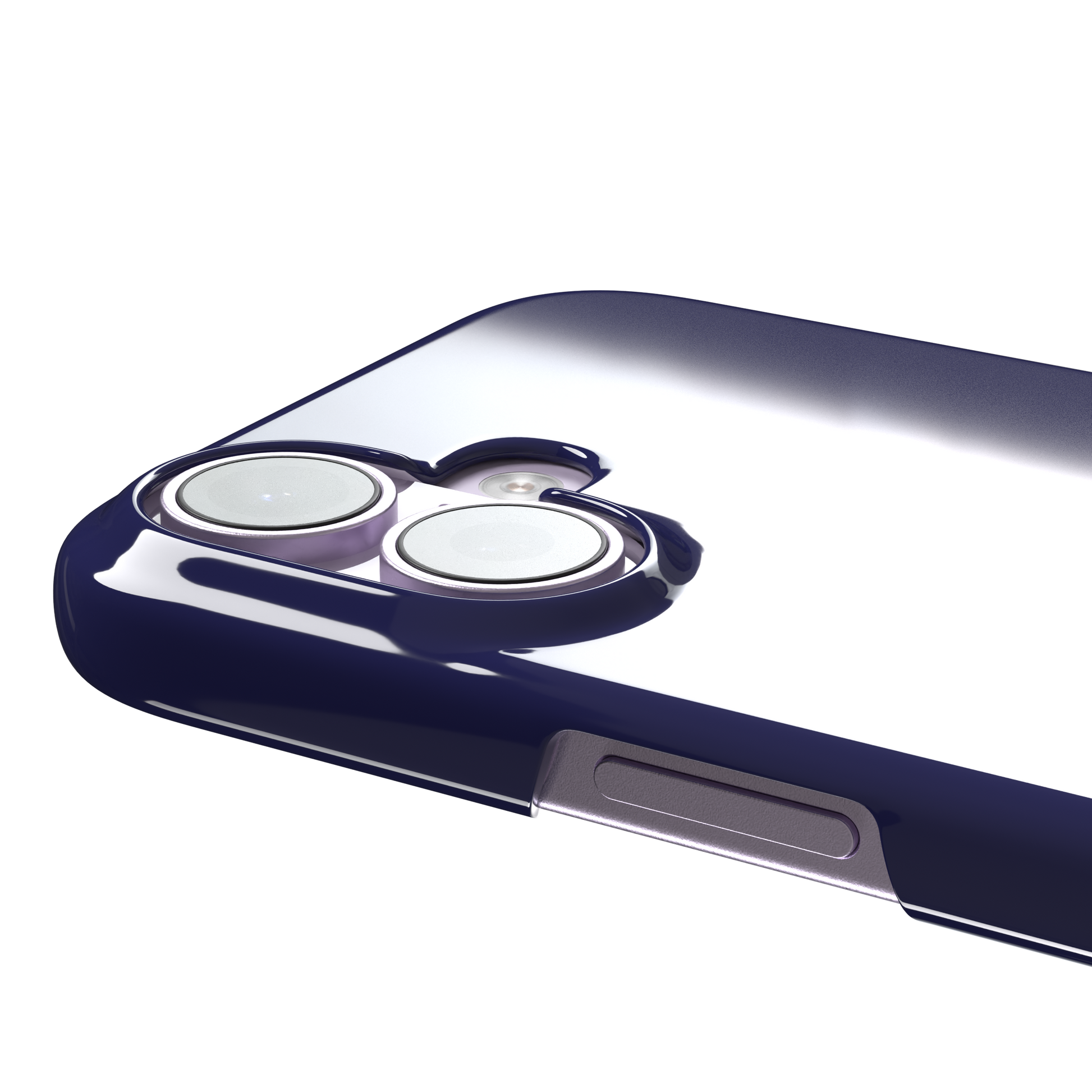 Dark navy solid-color phone case with smooth matte finish, phone case by Caselier — snap case, volume buttons detail