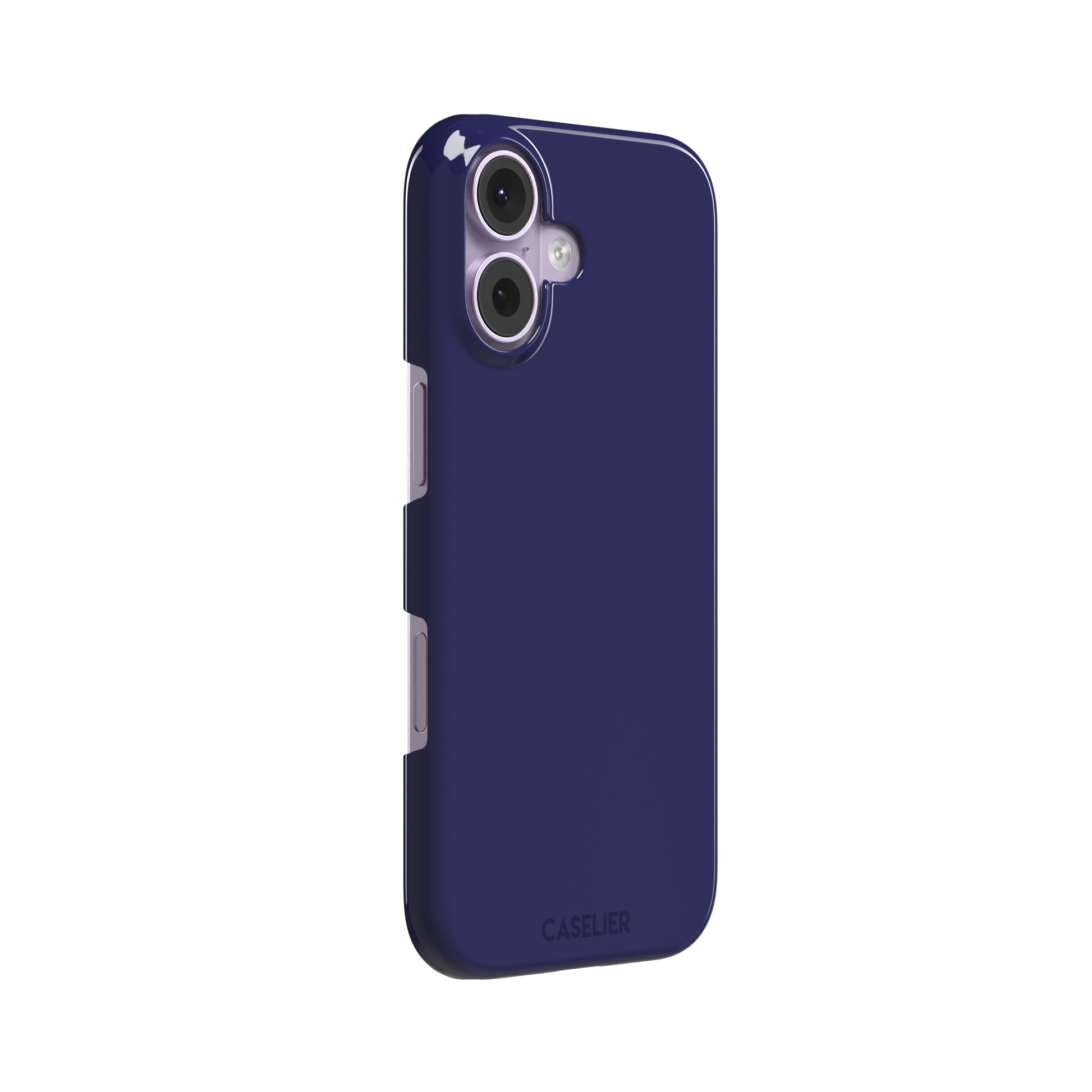 Dark navy solid-color phone case with smooth matte finish, phone case by Caselier — snap case, left view