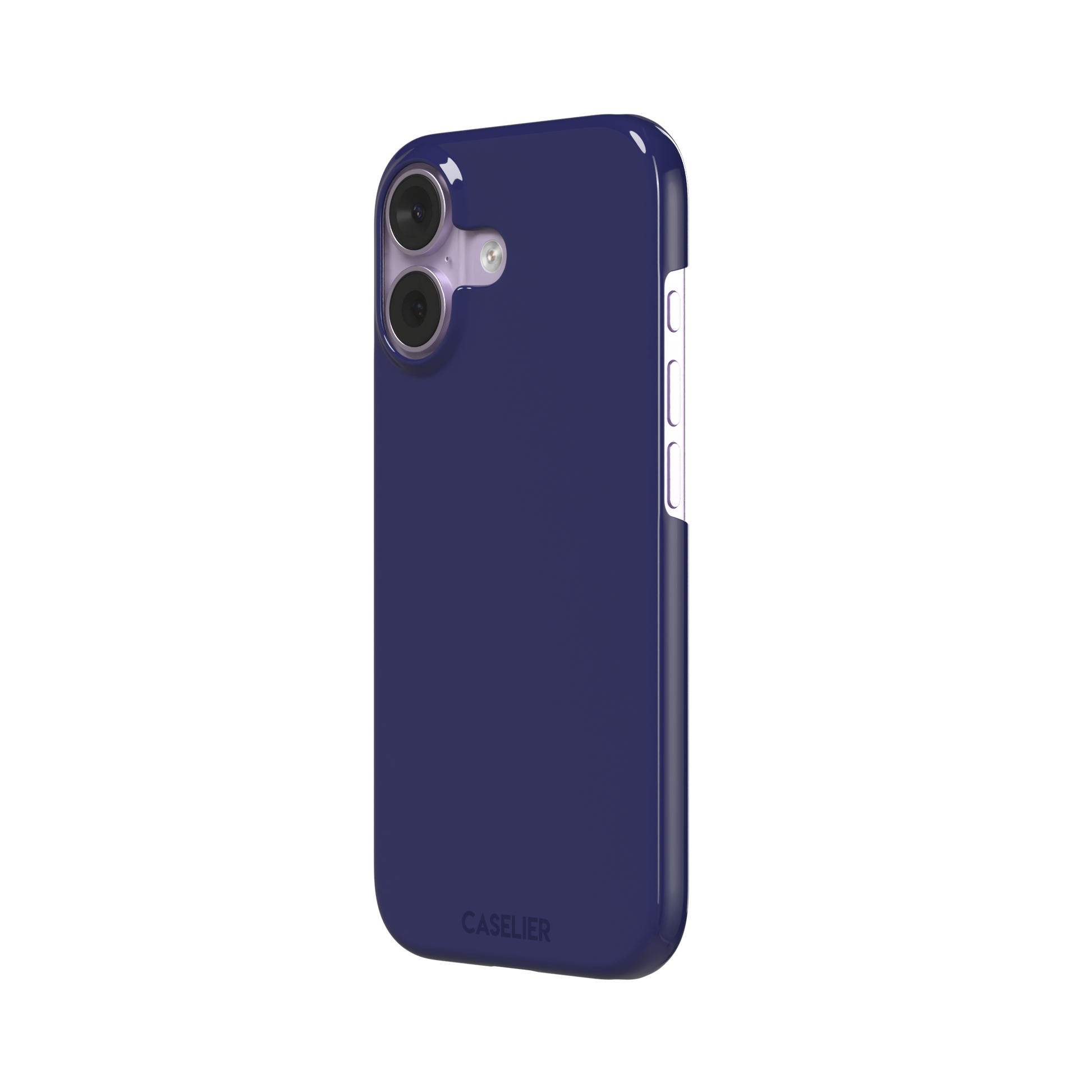 Dark navy solid-color phone case with smooth matte finish, phone case by Caselier — snap case, right view