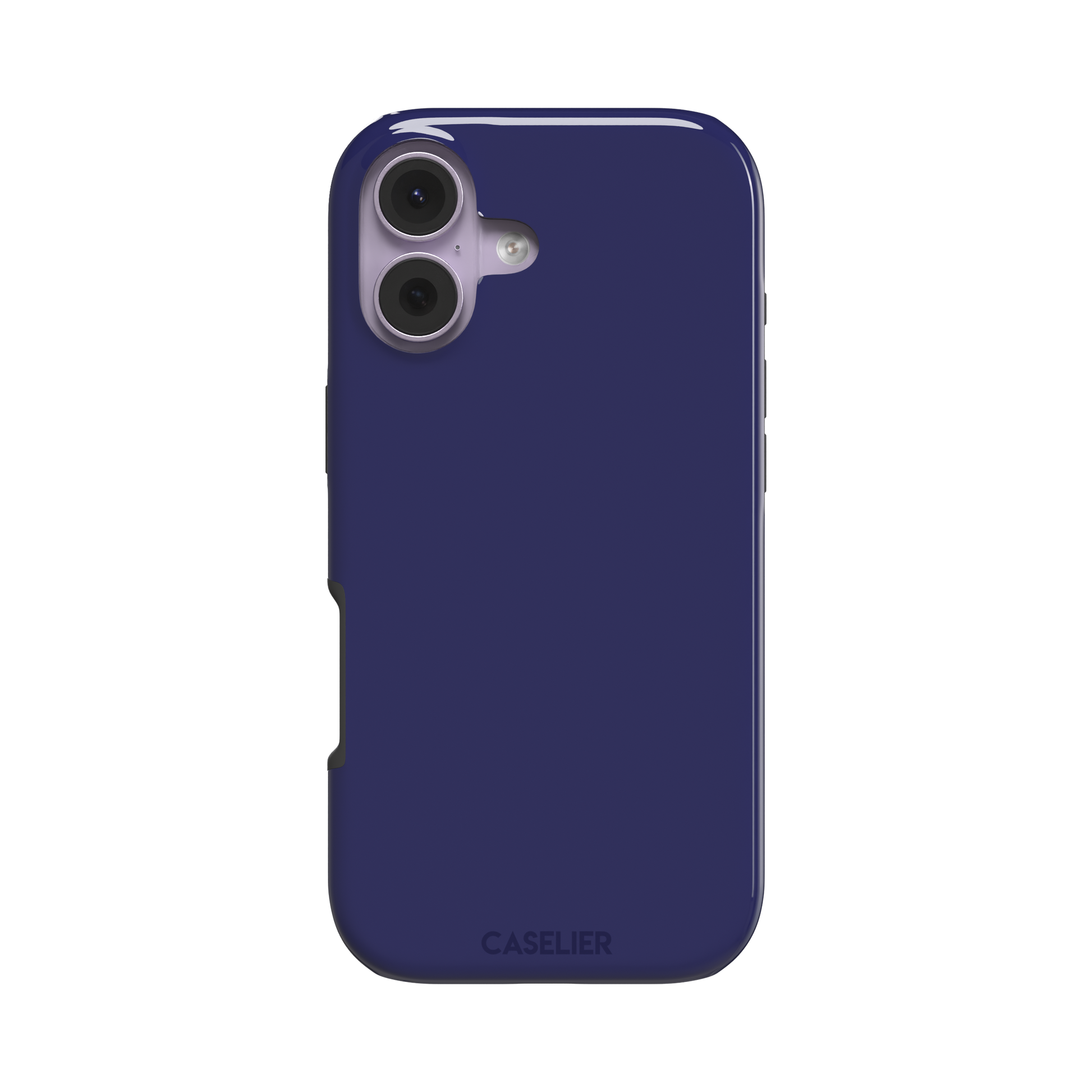 Dark navy solid-color phone case with smooth matte finish, phone case by Caselier — tough case, front view