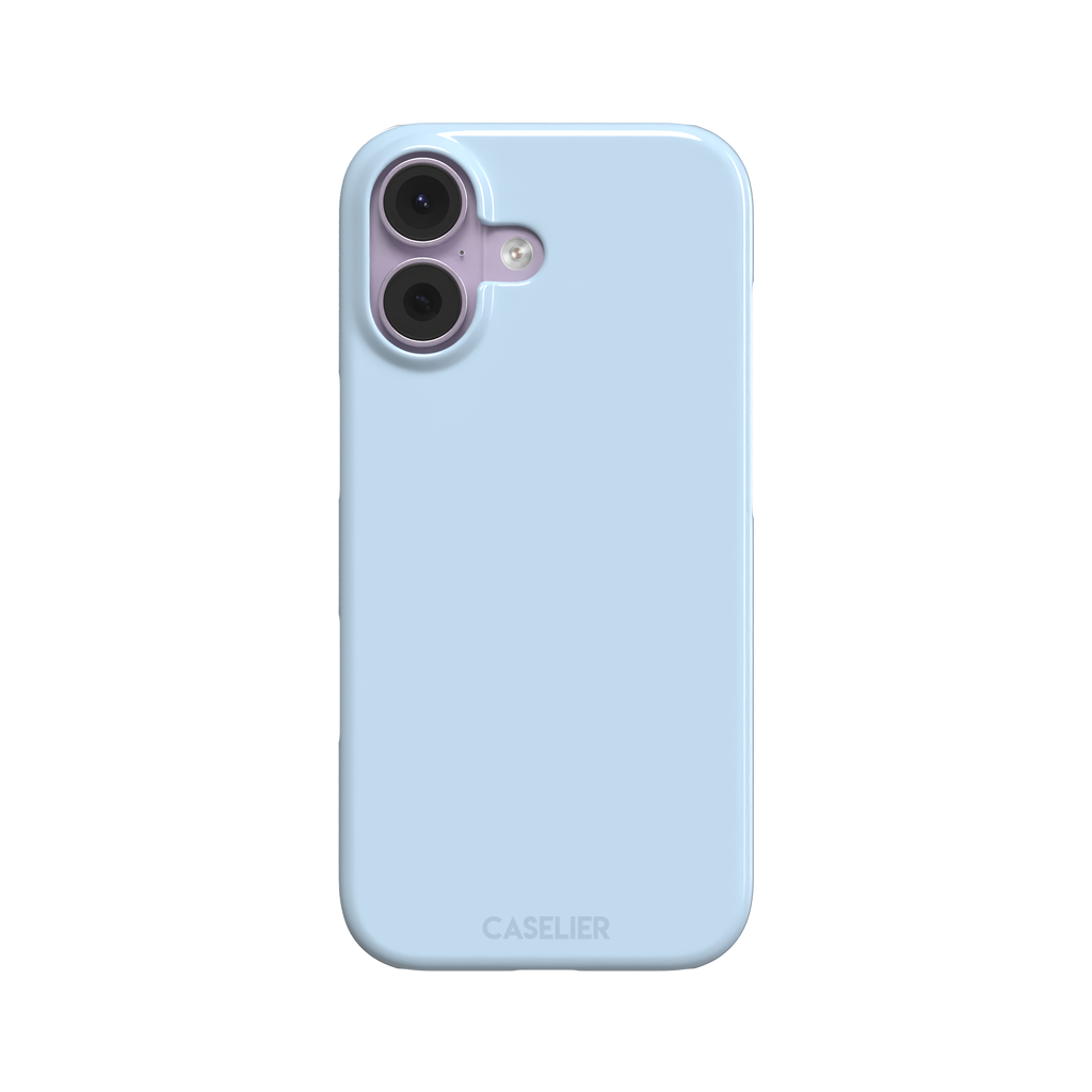 Pale powder blue solid-color phone case with smooth matte finish, phone case by Caselier — snap case, front view