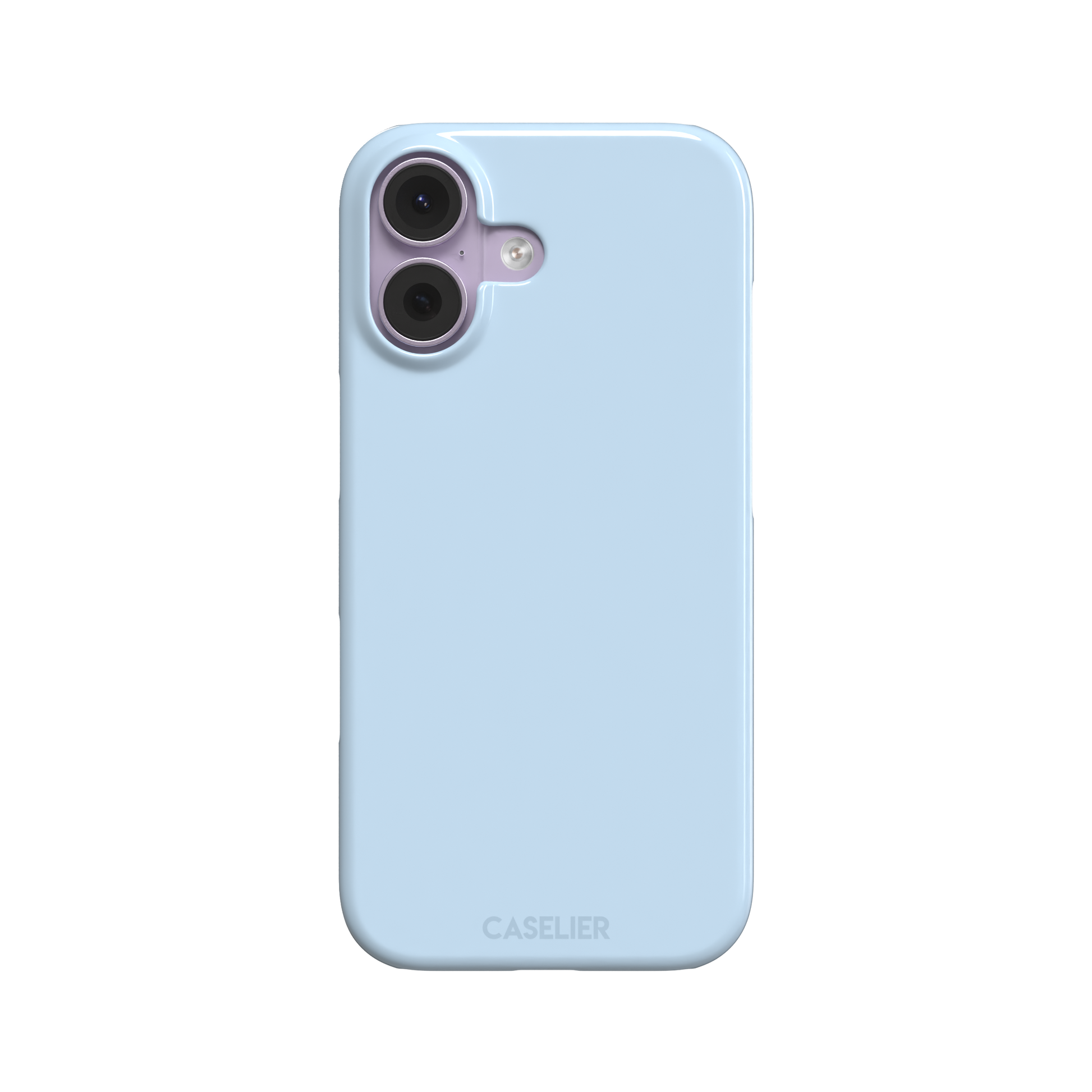 Pale powder blue solid-color phone case with smooth matte finish, phone case by Caselier — snap case, front view