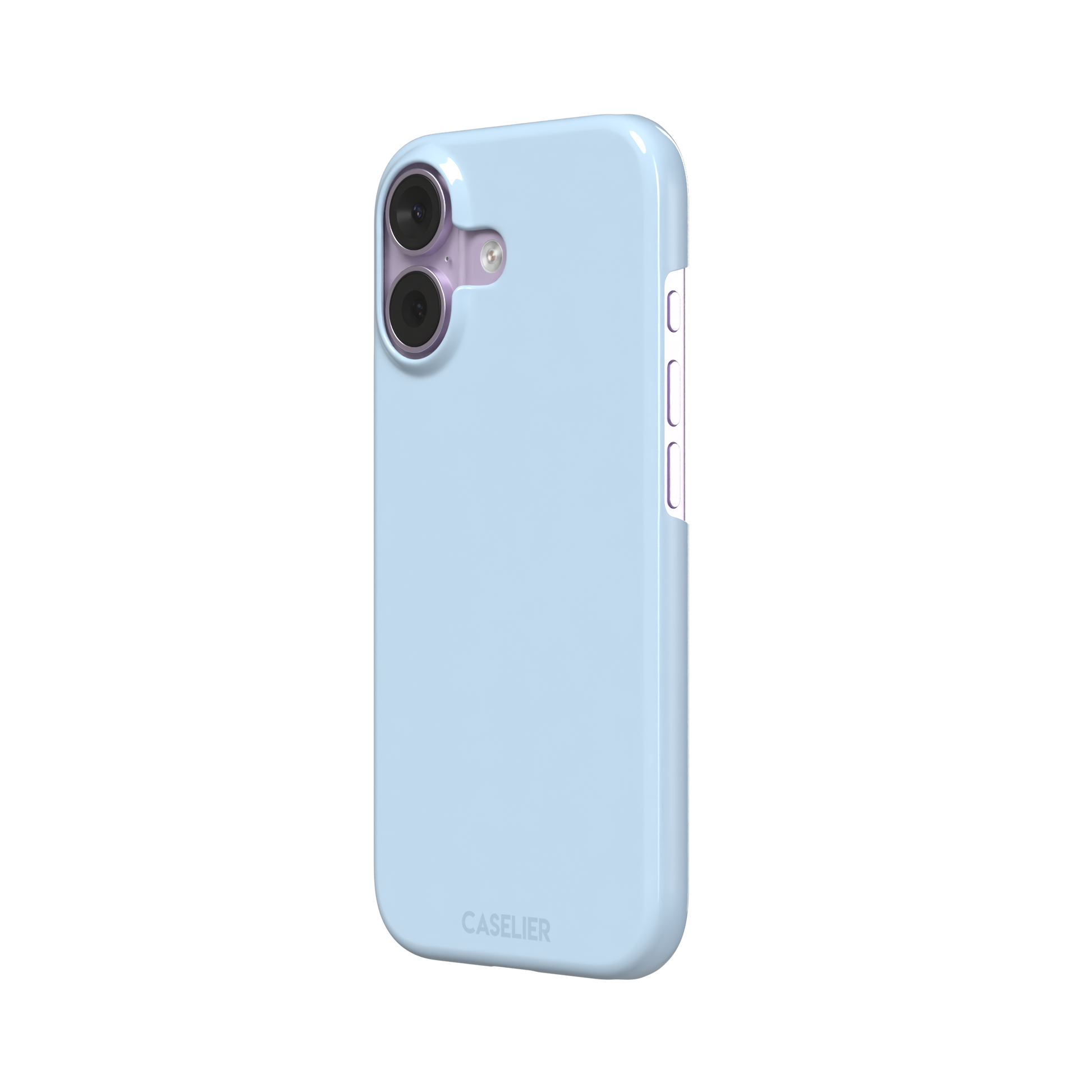 Pale powder blue solid-color phone case with smooth matte finish, phone case by Caselier — snap case, right view