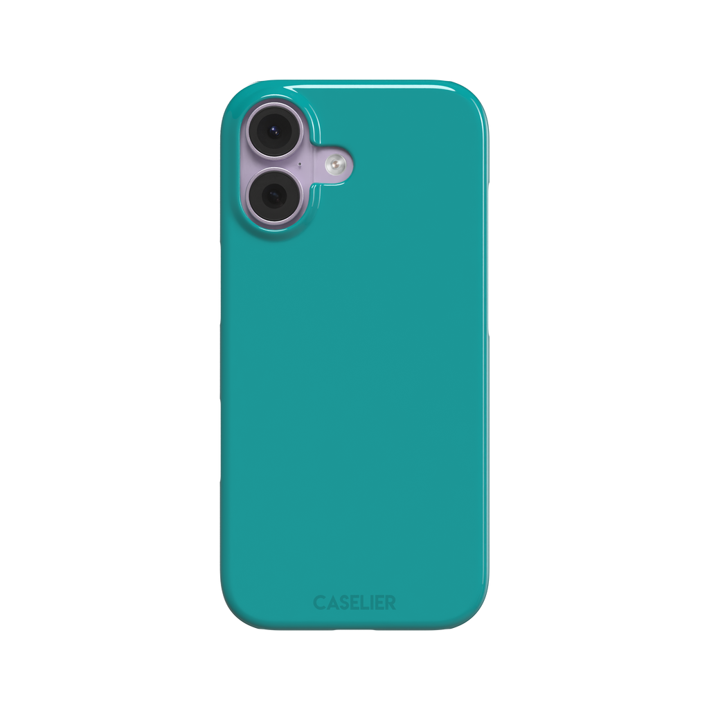 Teal solid-color phone case with smooth matte finish, phone case by Caselier — snap case, front view
