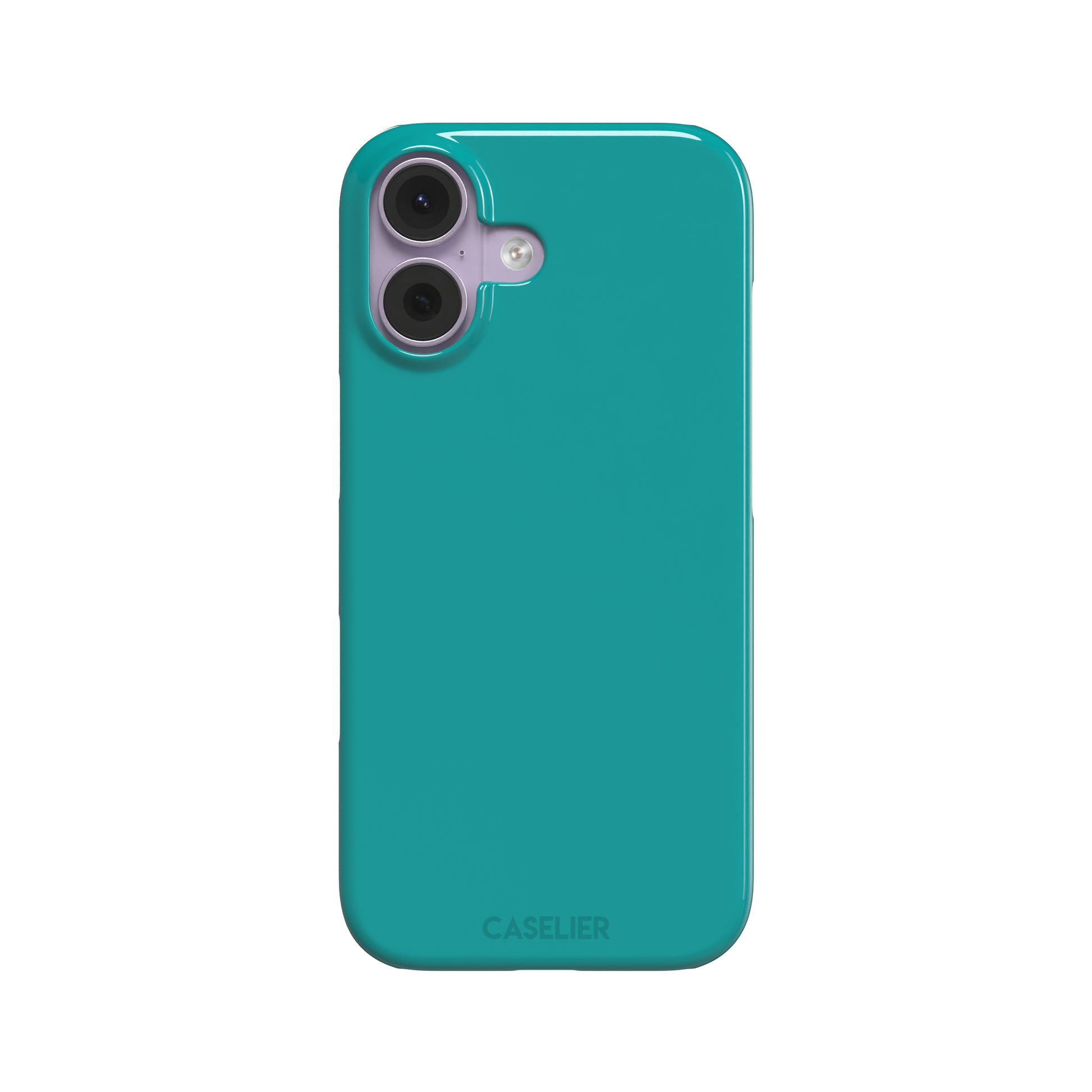 Teal solid-color phone case with smooth matte finish, phone case by Caselier — snap case, front view