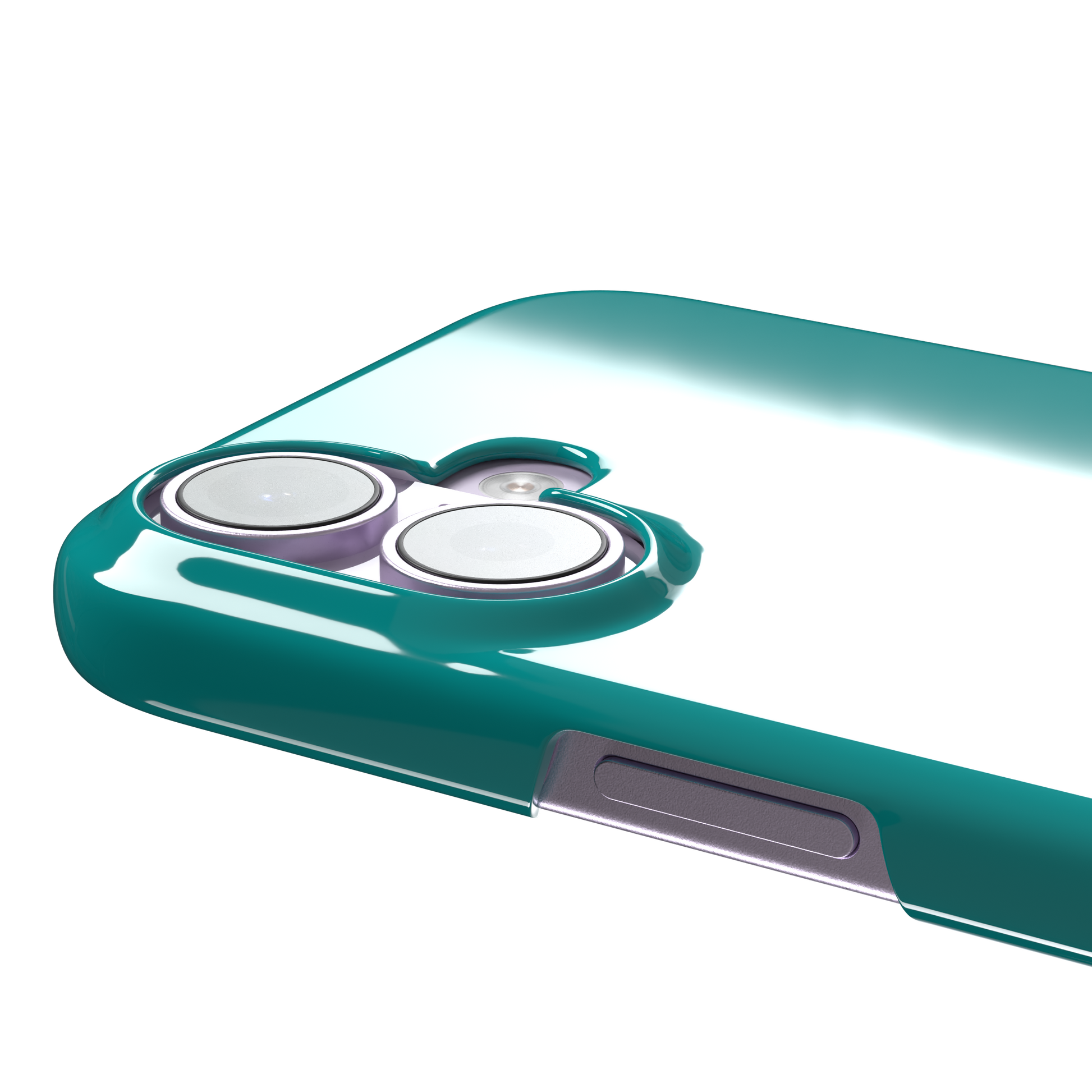 Teal solid-color phone case with smooth matte finish, phone case by Caselier — snap case, volume buttons detail