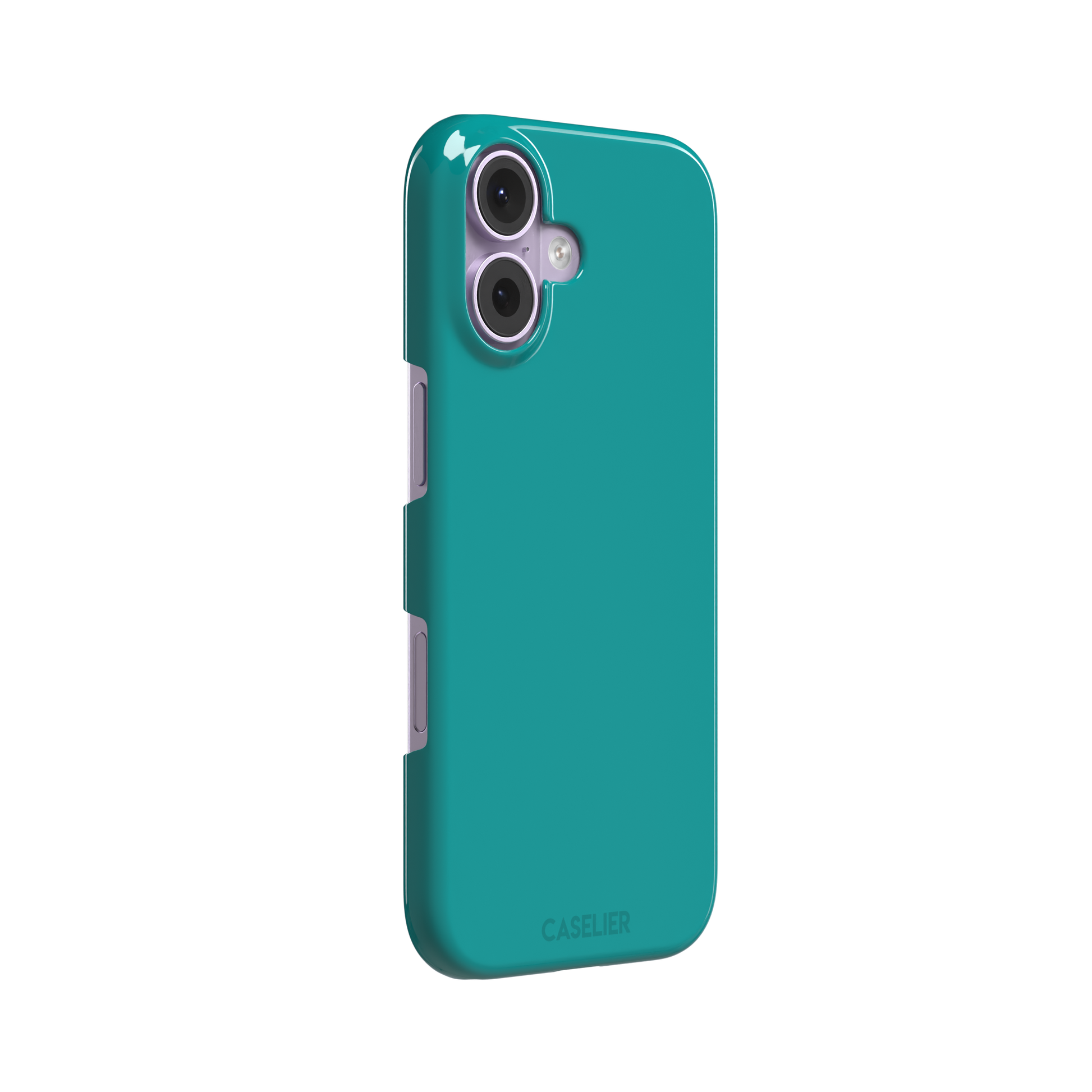 Teal solid-color phone case with smooth matte finish, phone case by Caselier — snap case, left view