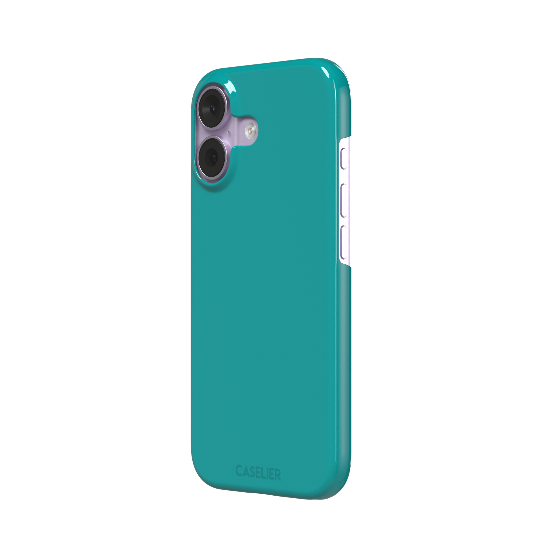 Teal solid-color phone case with smooth matte finish, phone case by Caselier — snap case, right view