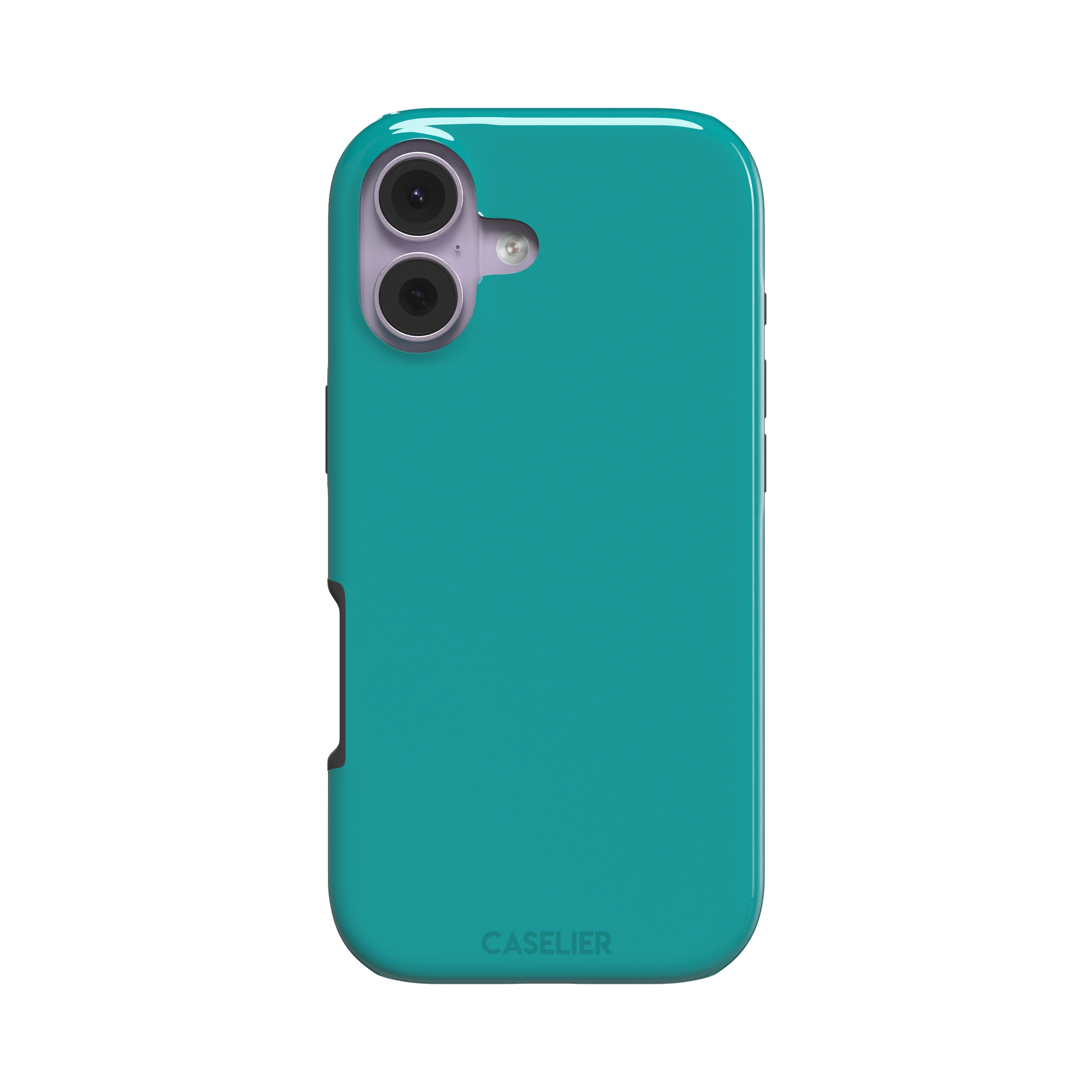 Teal solid-color phone case with smooth matte finish, phone case by Caselier — tough case, front view