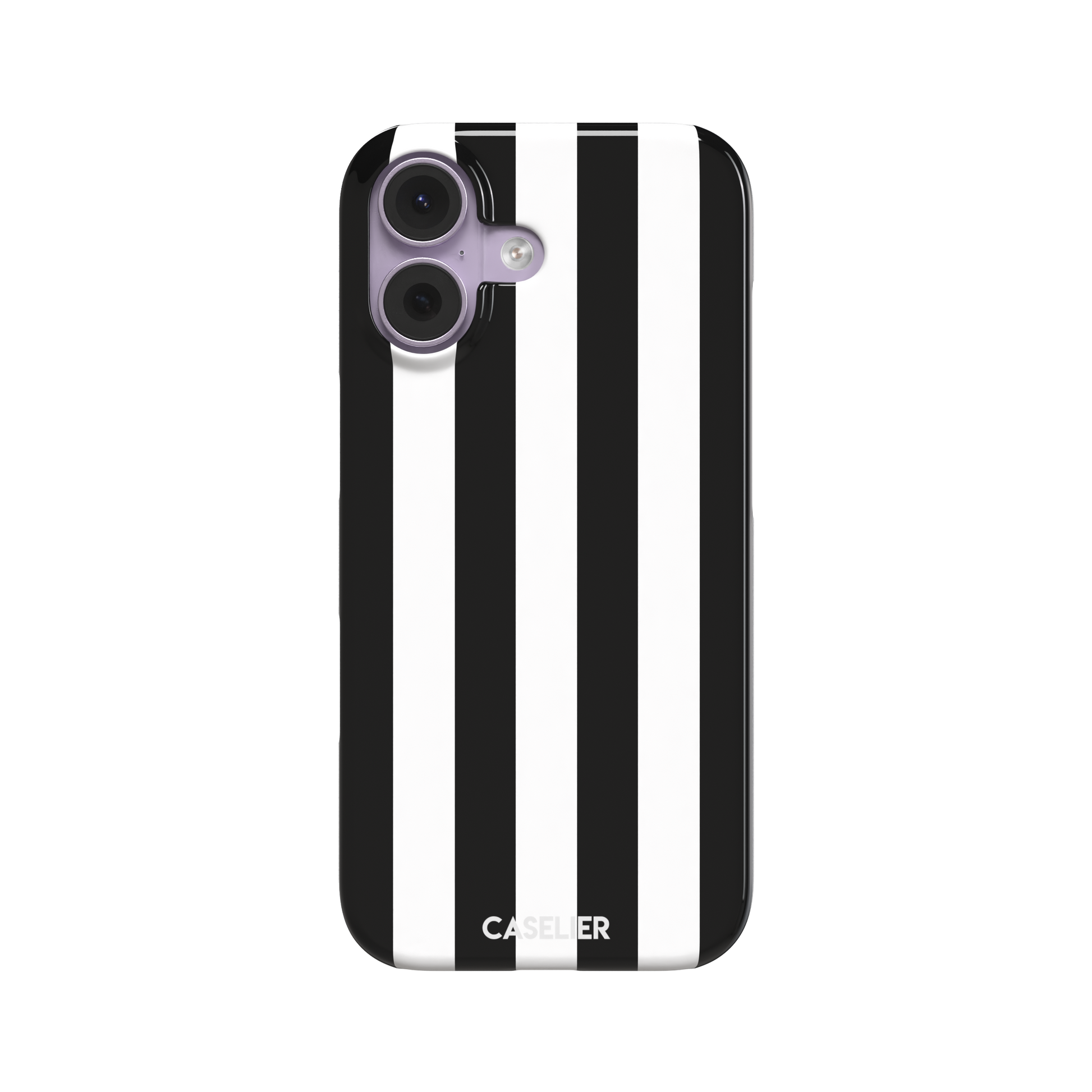 Bold Stripes phone case in black and white vertical stripes on, phone case by Caselier — snap case, front view